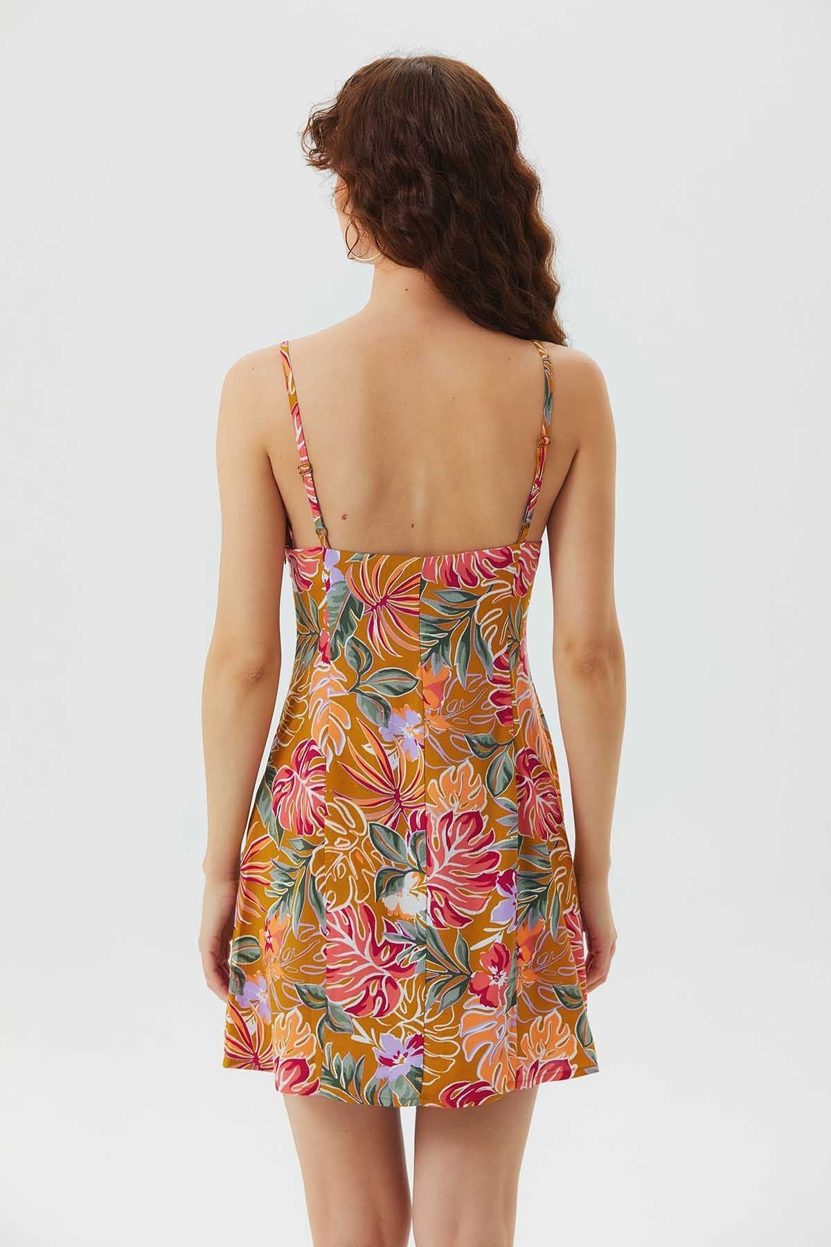 V Neck Bohemian Sundress Mustard