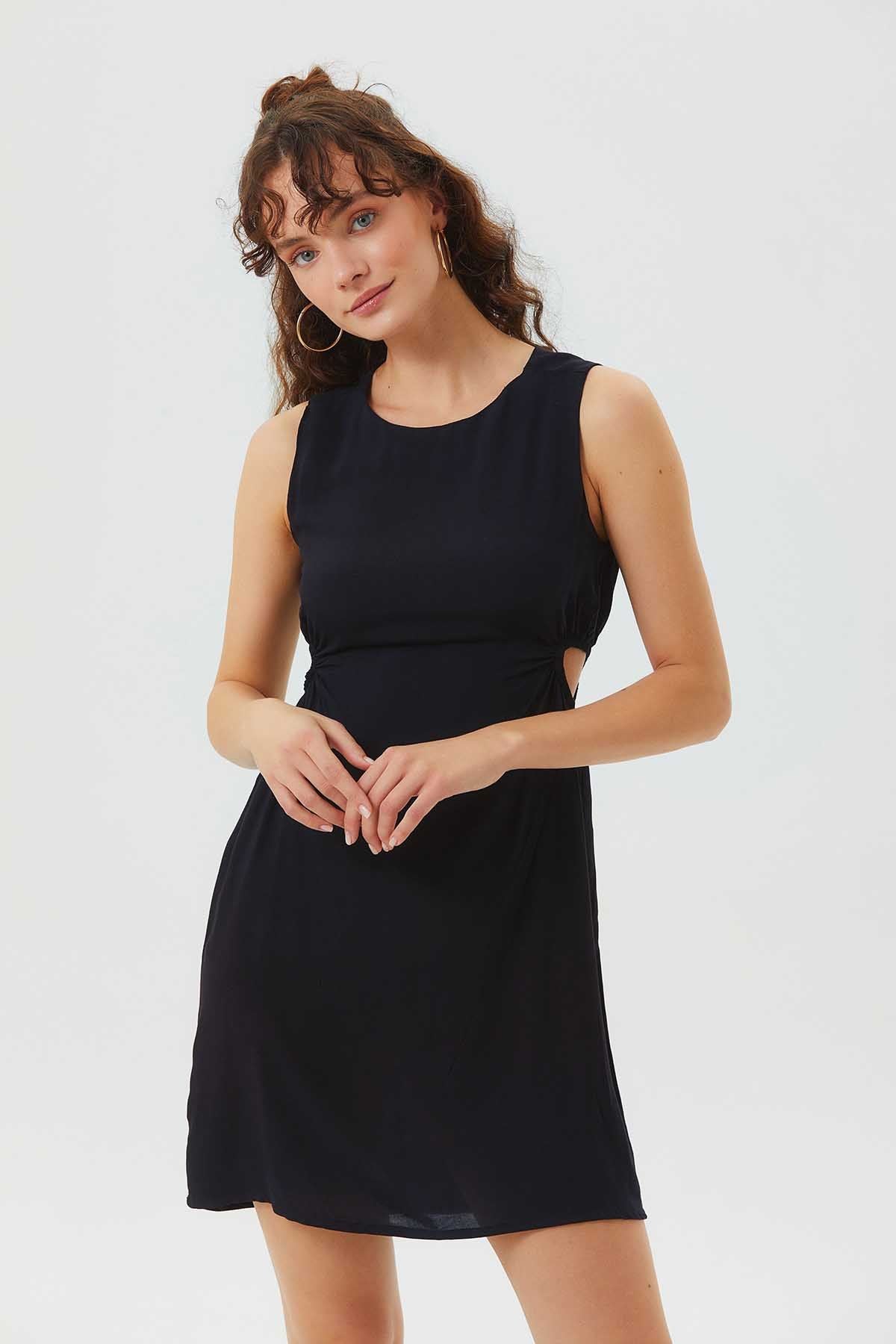 Cutout Detailed Sleeveless Mini Dress Black