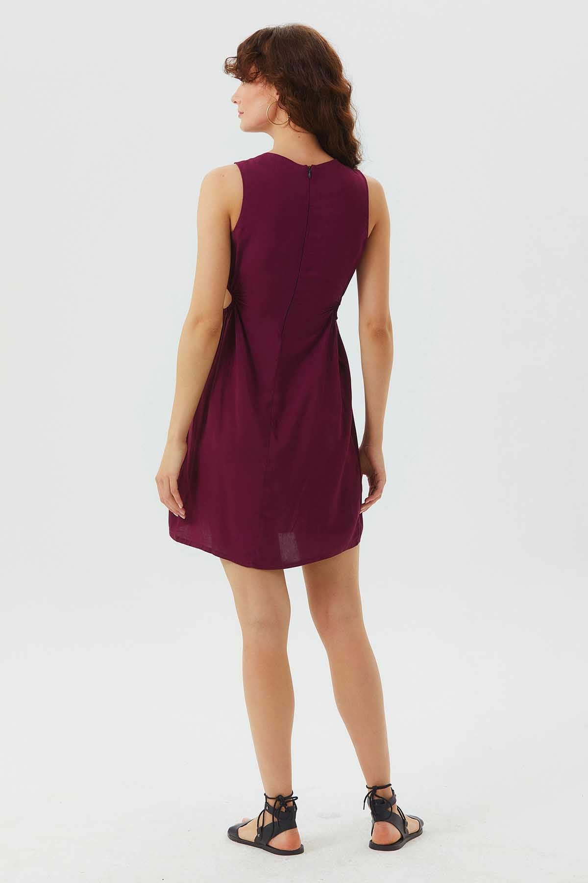 Cutout Detailed Sleeveless Mini Dress Purple