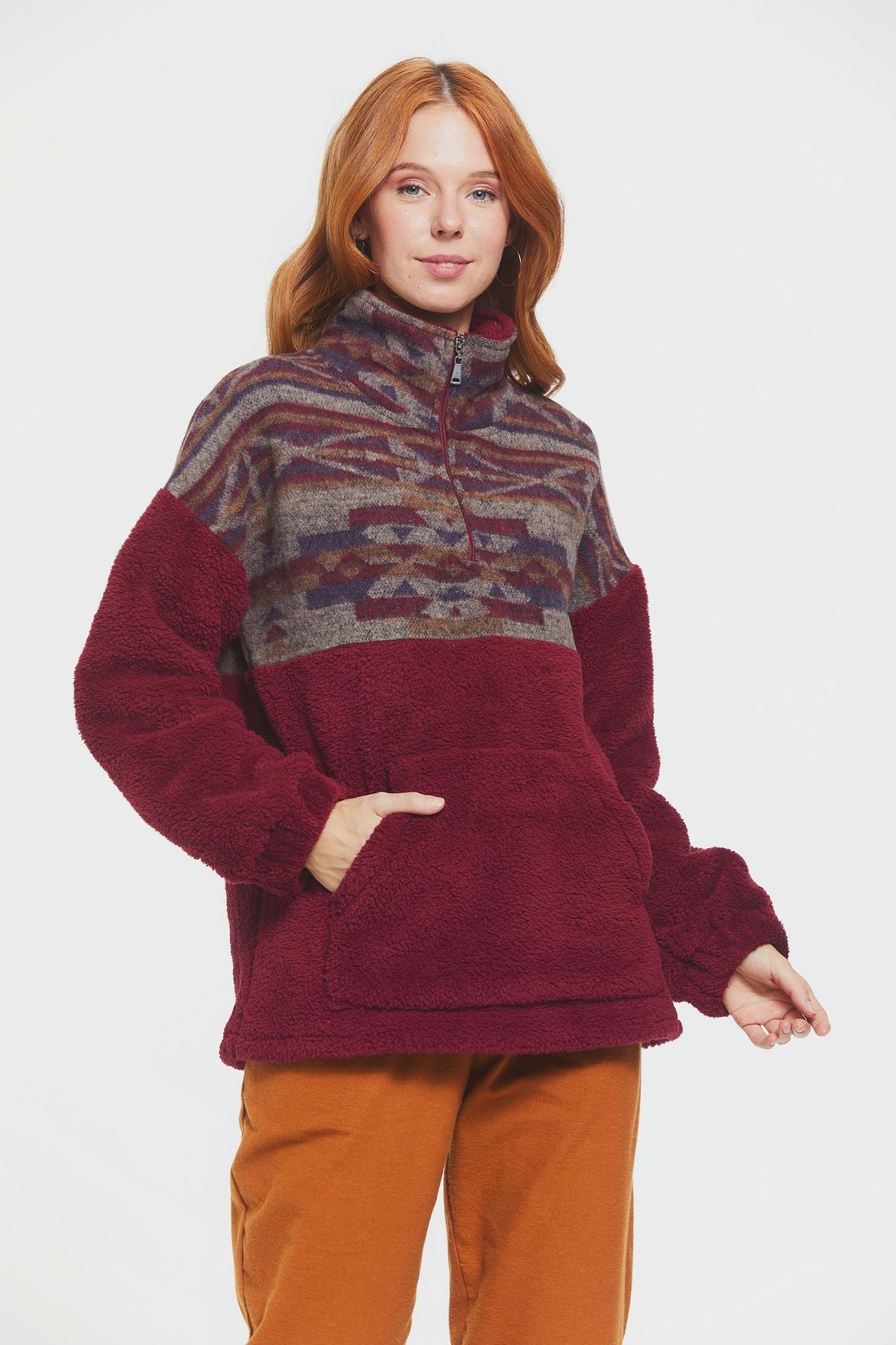 Plush Sweatshirt Dark Red