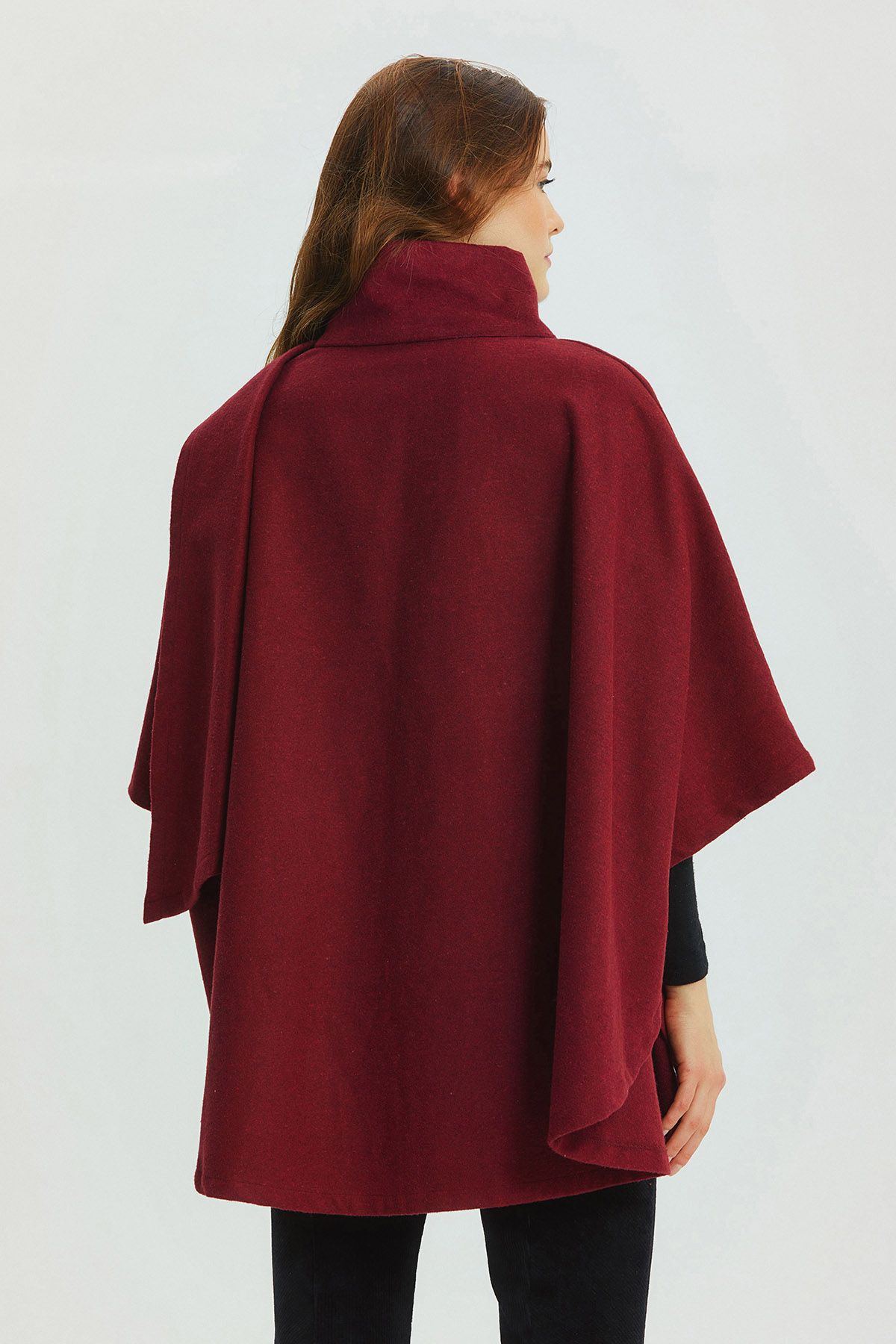 Bird Appliqué Bohemian Poncho Dark Red