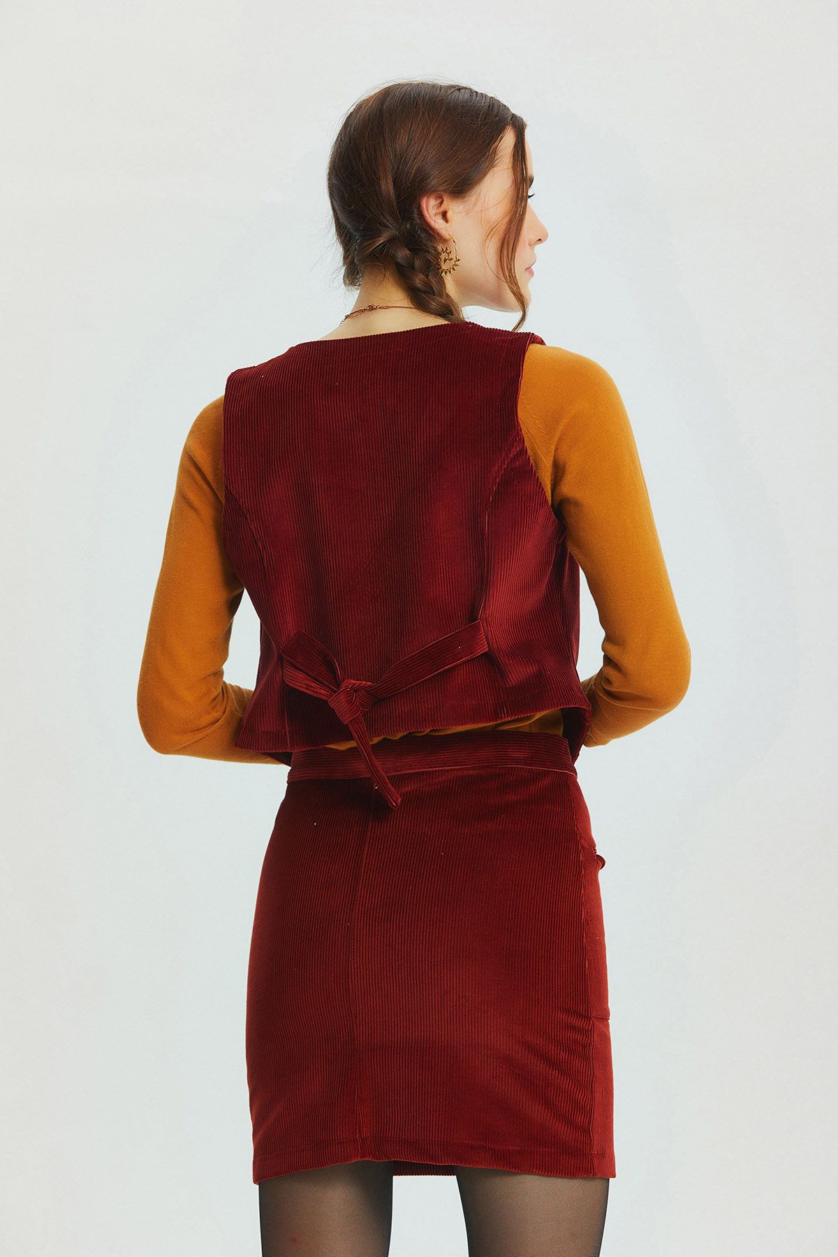 Bohemian V-Neck Classic Women's Vest Dark Red