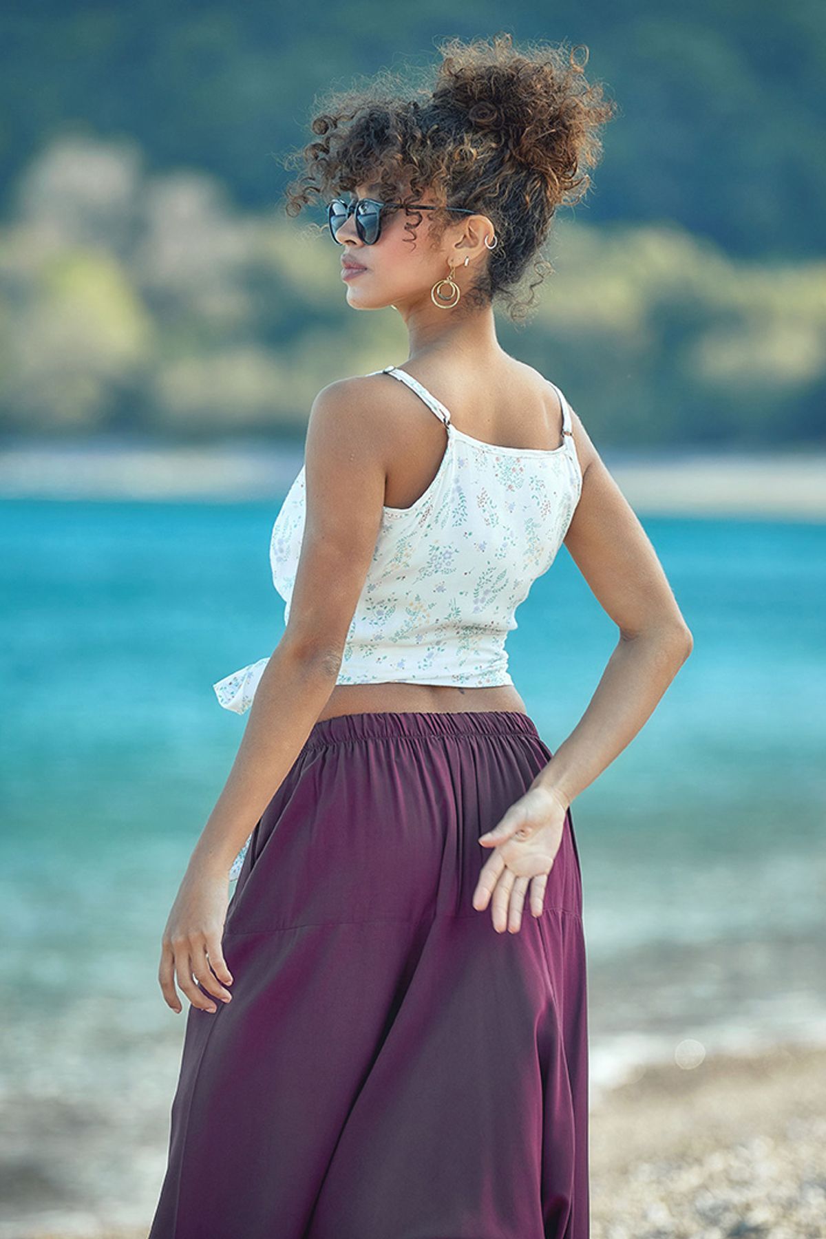 Floral Wrap Top White