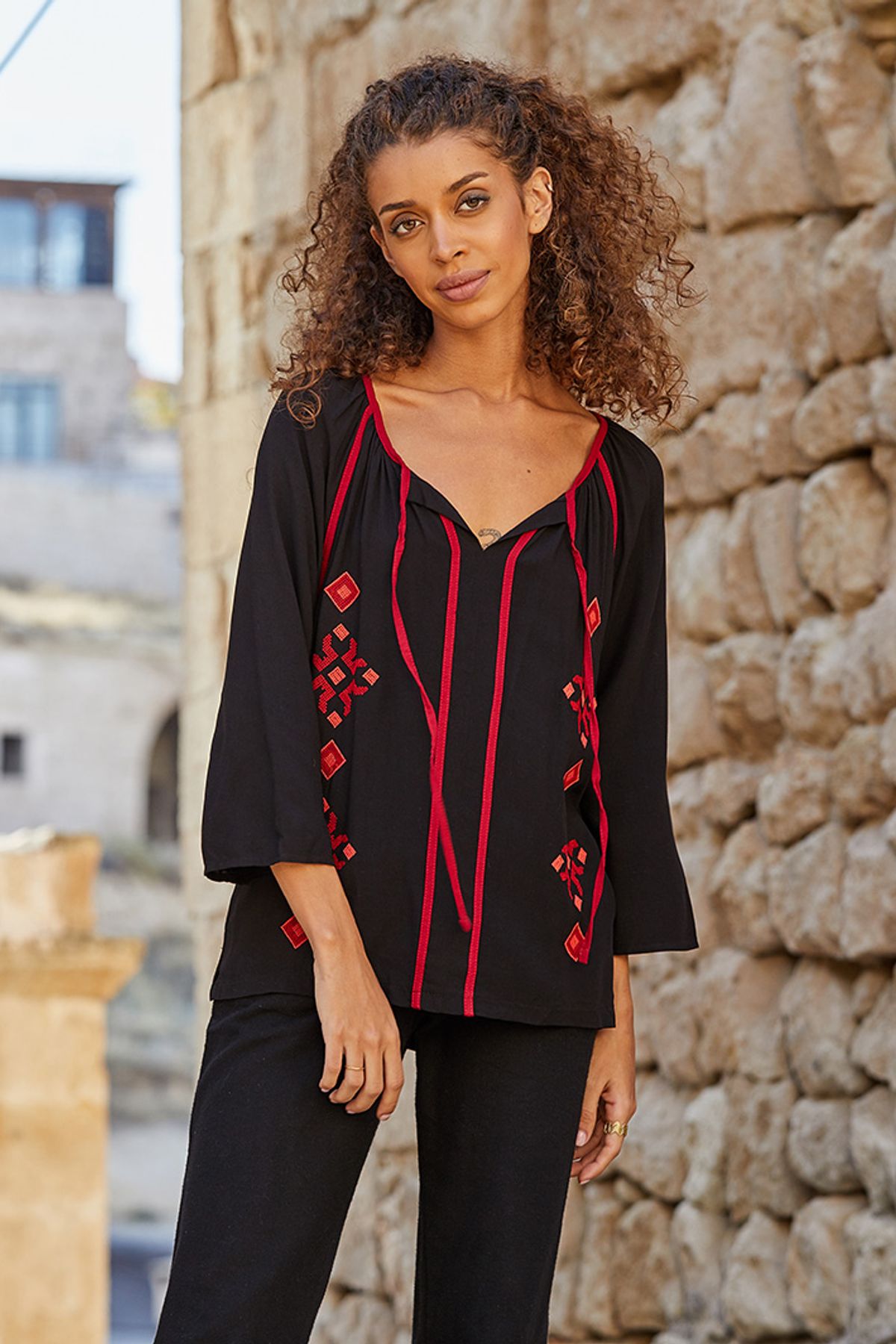 Embroidered Blouse Black