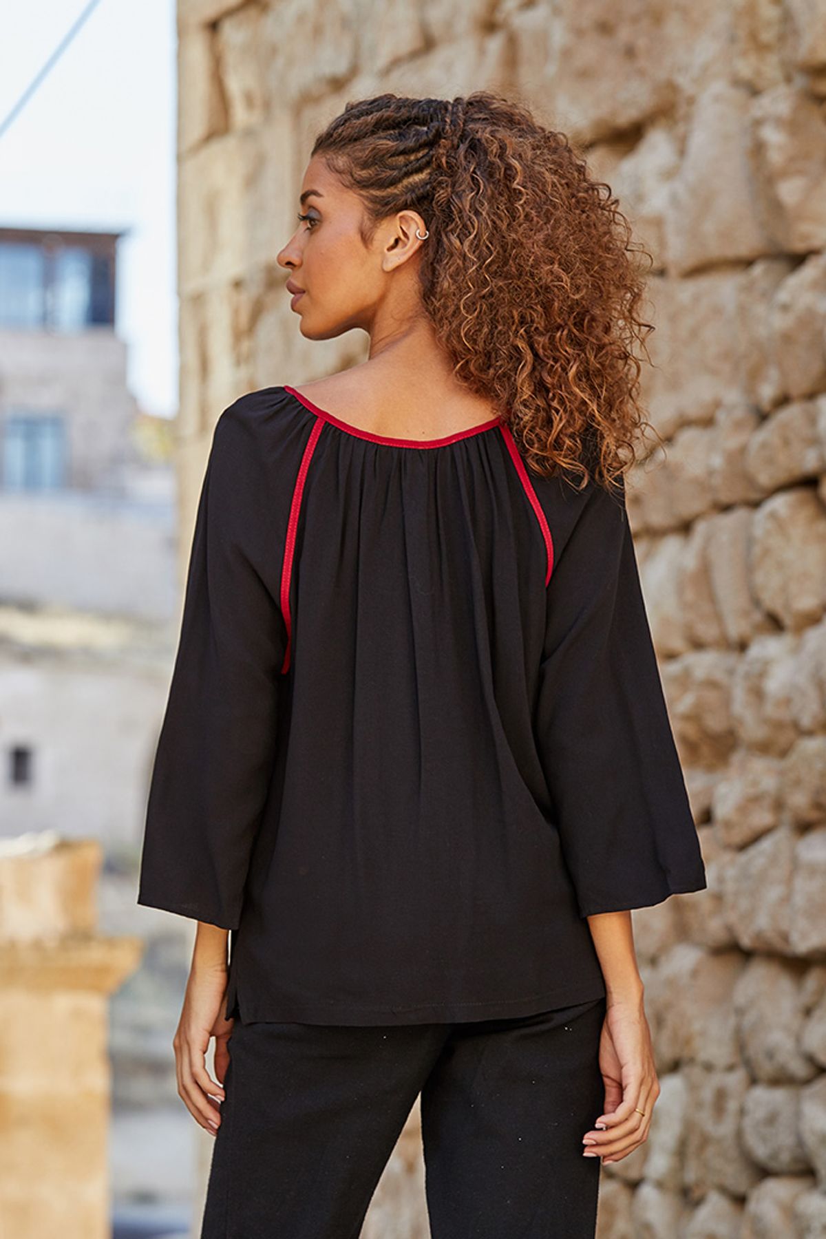 Embroidered Blouse Black