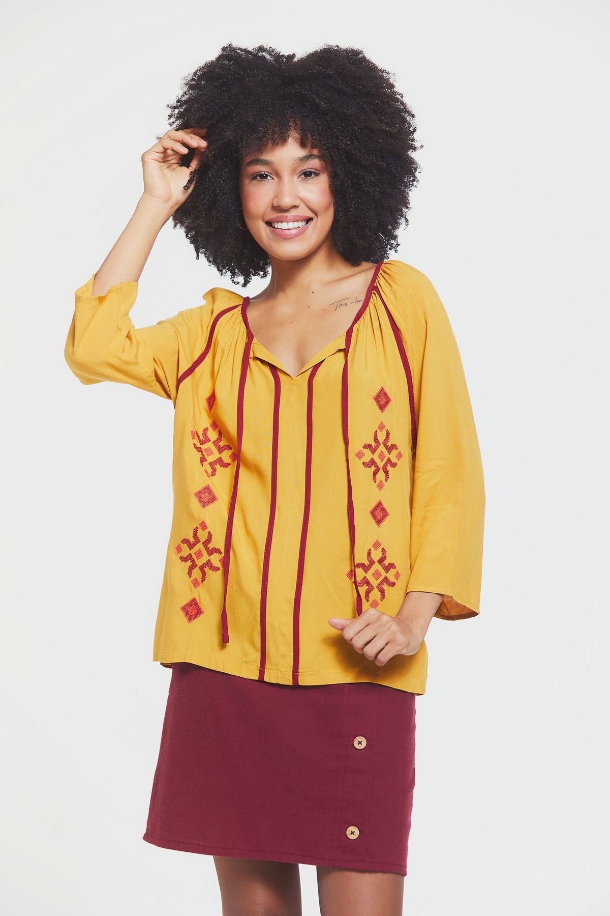 Embroidered Blouse Yellow