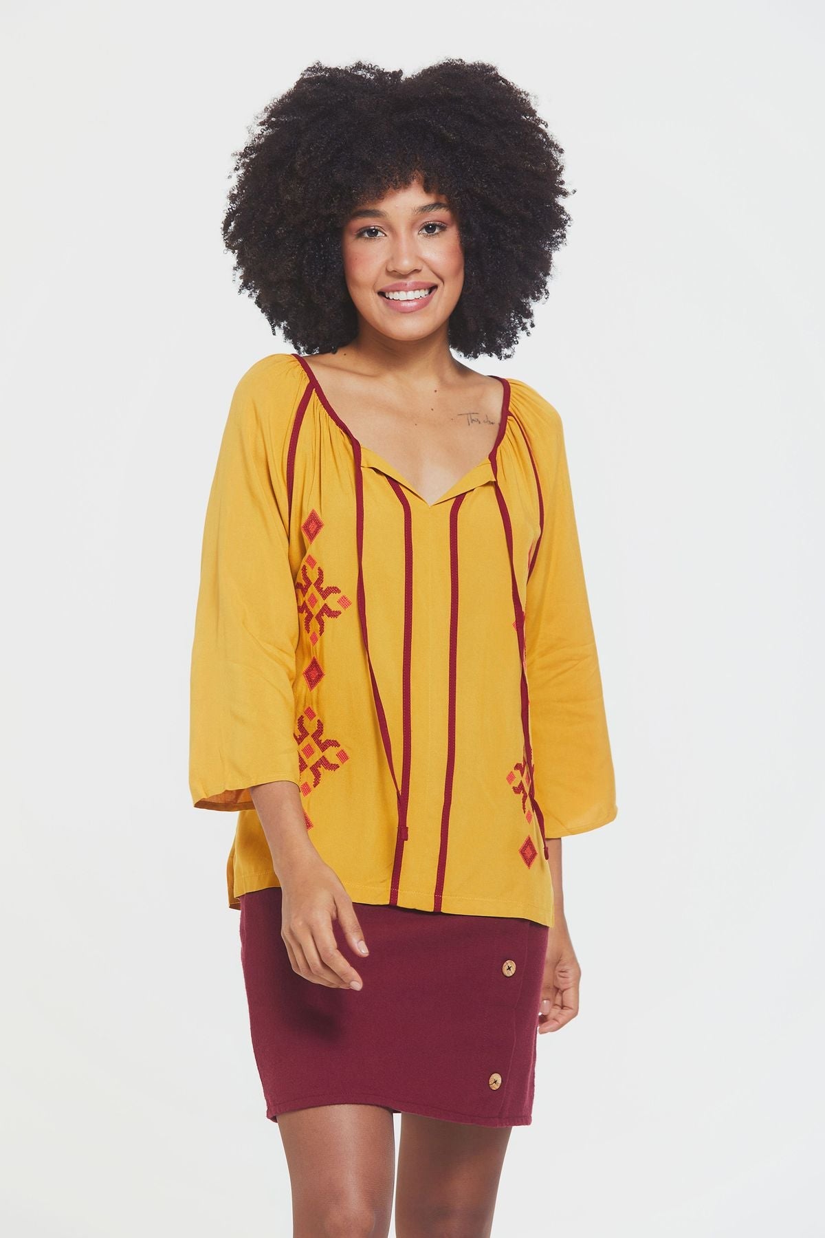 Embroidered Blouse Yellow