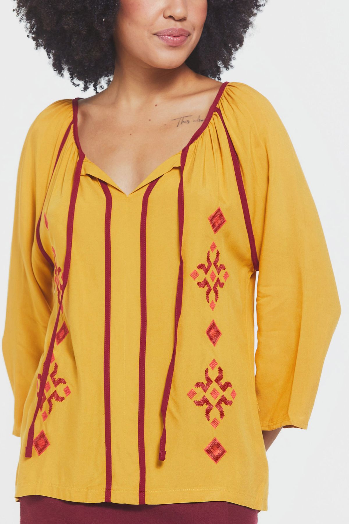 Embroidered Blouse Yellow