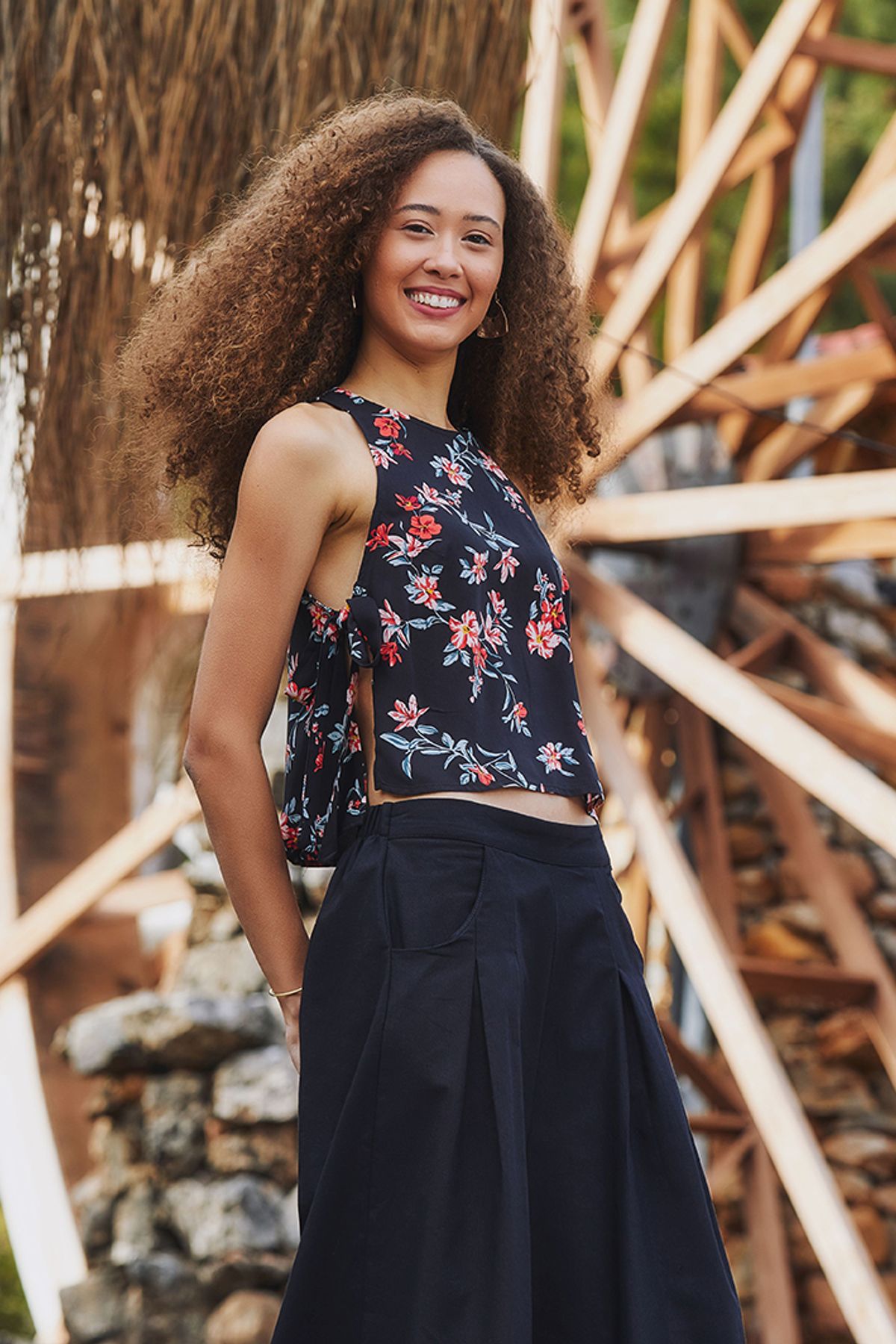 Sleeveless Printed Top Black