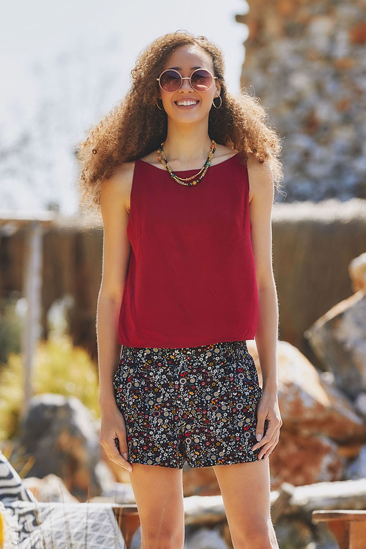 Flowy Boho Summer Top Red