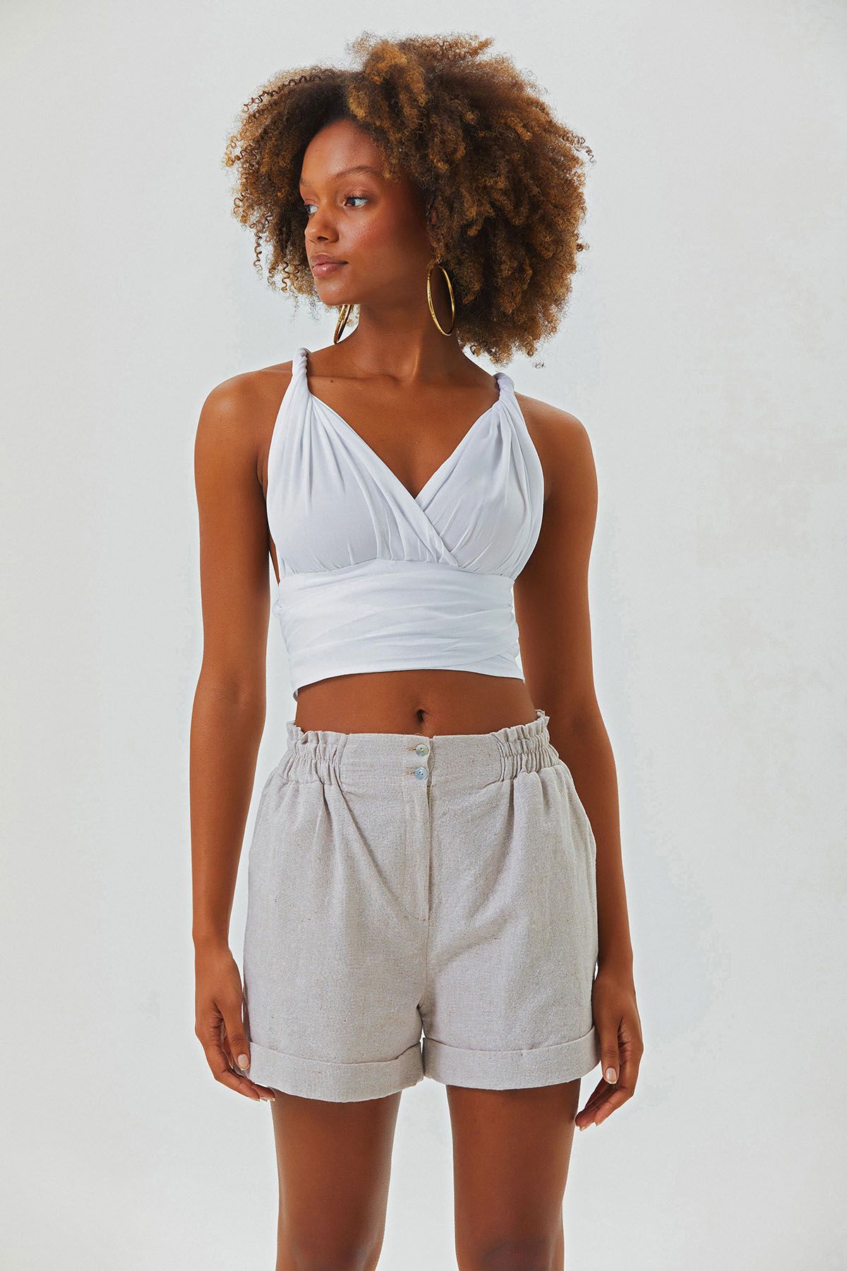 Open Back Bohemian Crop Top White