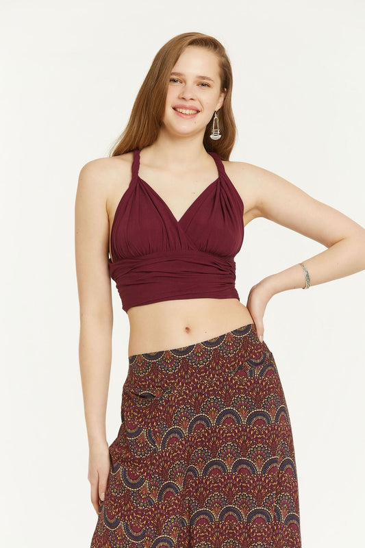 Open Back Bohemian Crop Top Purple