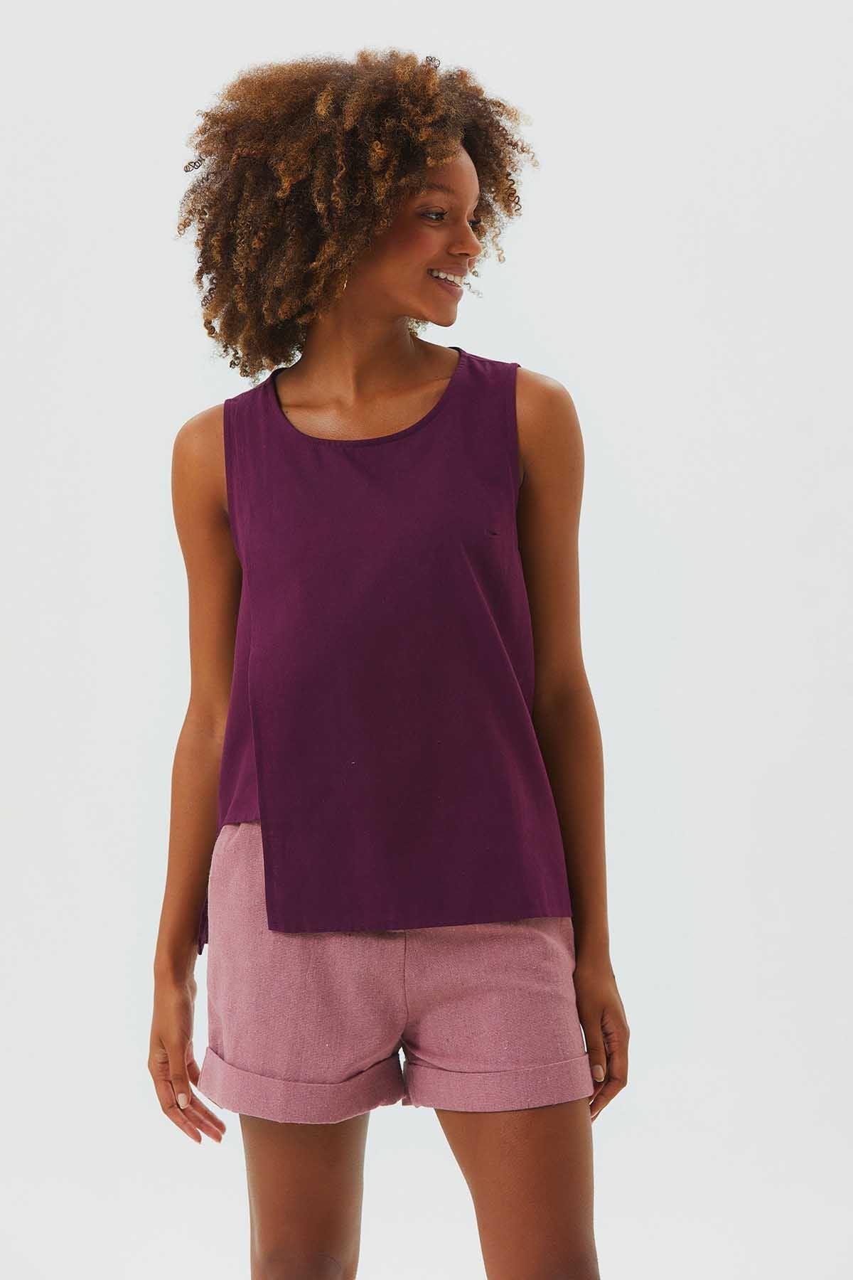 Asymmetric Cotton Top Purple