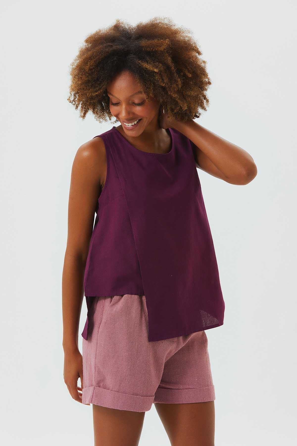 Asymmetric Cotton Top Purple