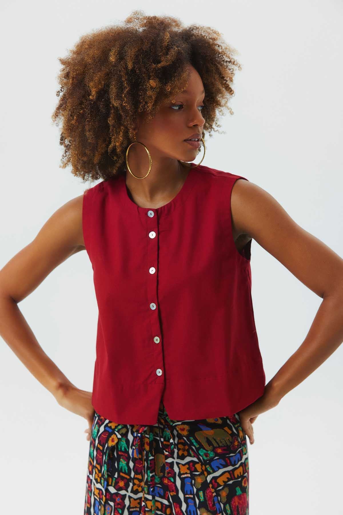 Cotton Crop Top Red