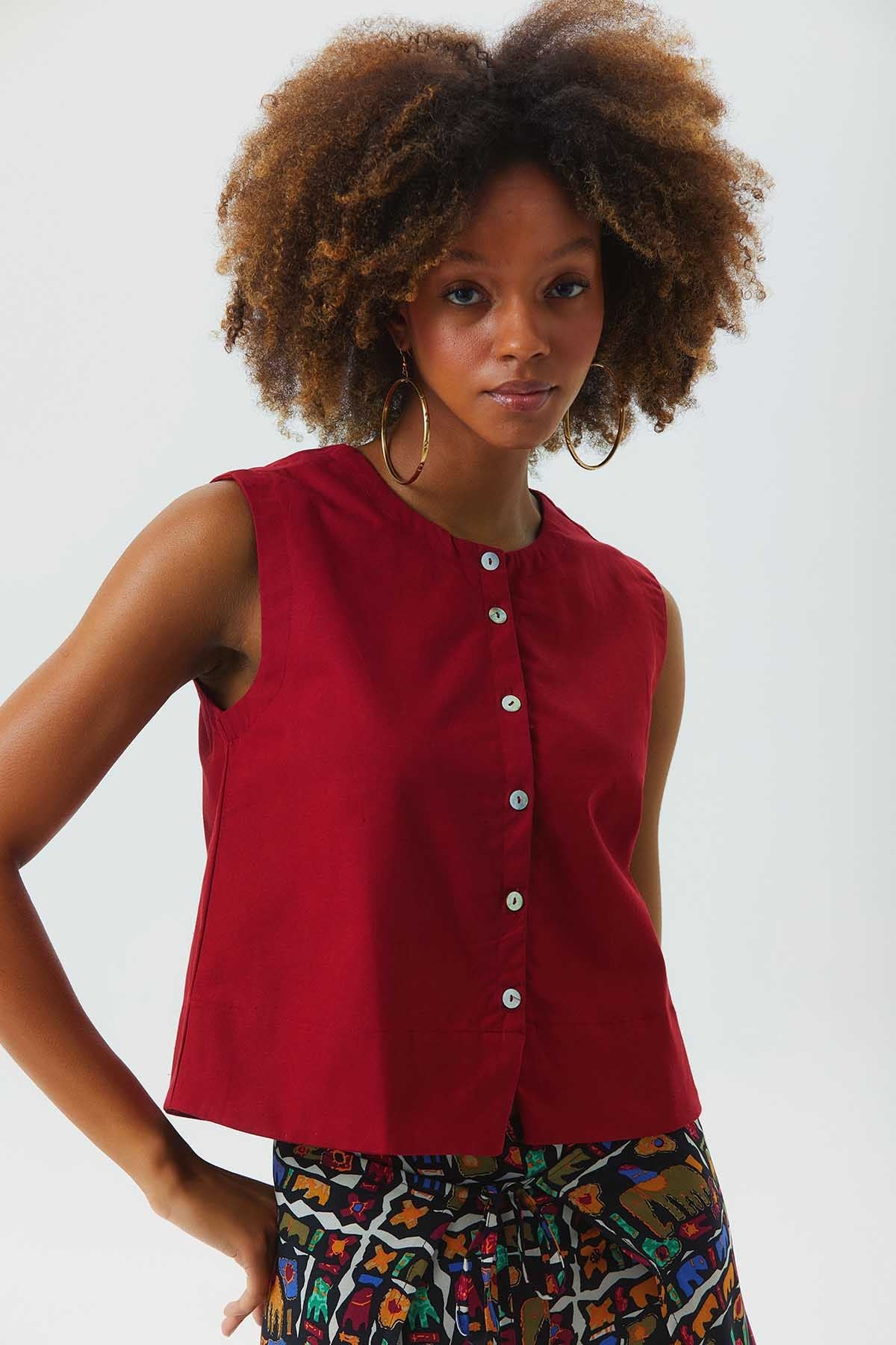 Cotton Crop Top Red