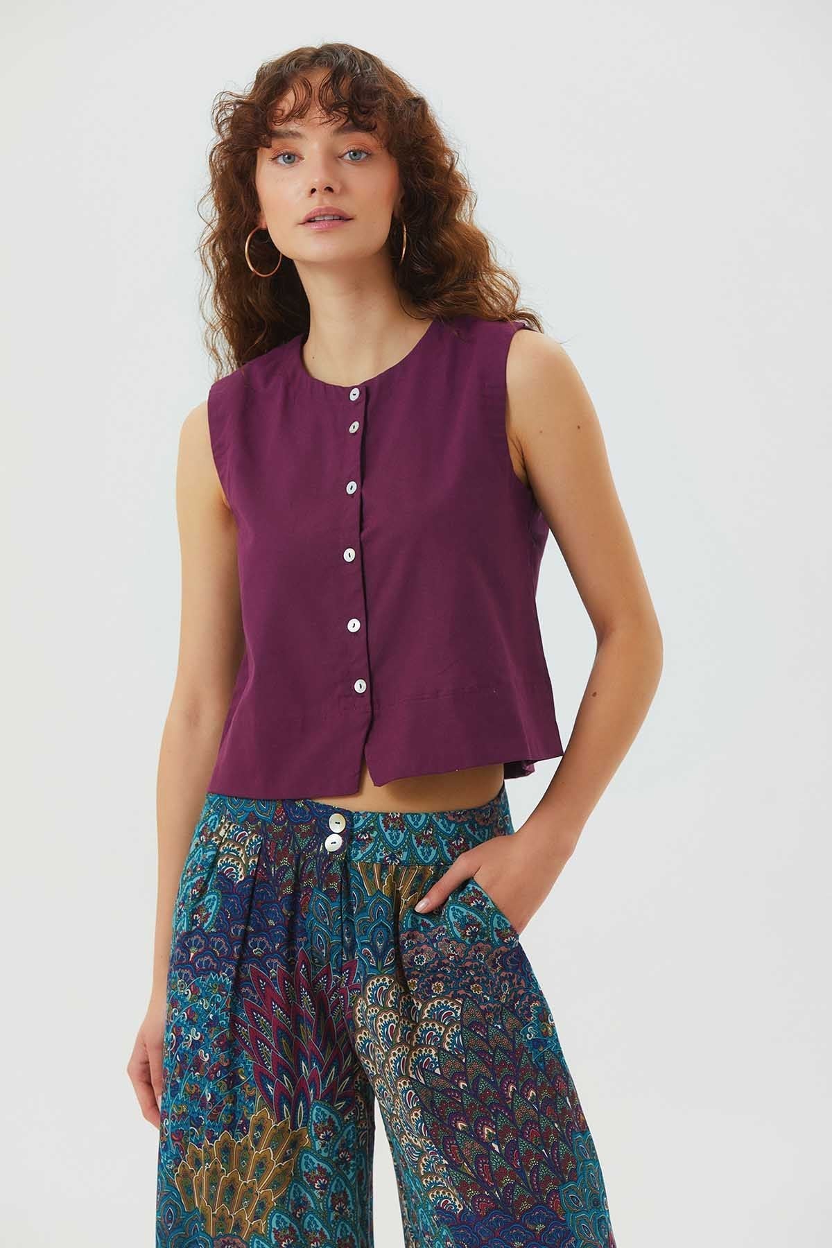 Cotton Crop Top Purple