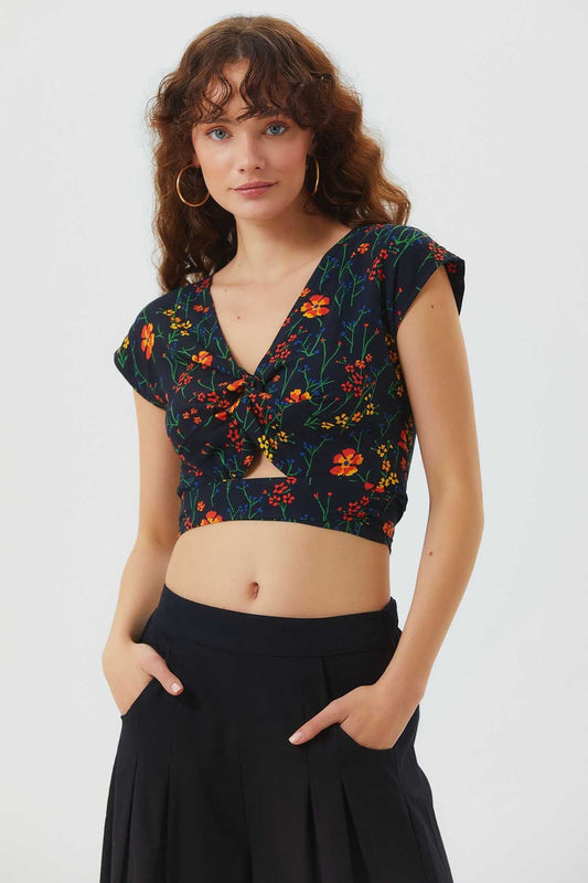 Printed Crop Top Black