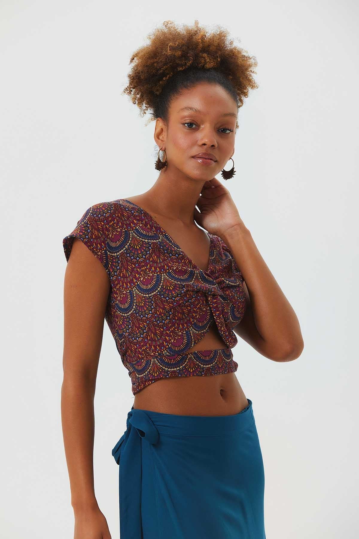 Printed Crop Top Purple
