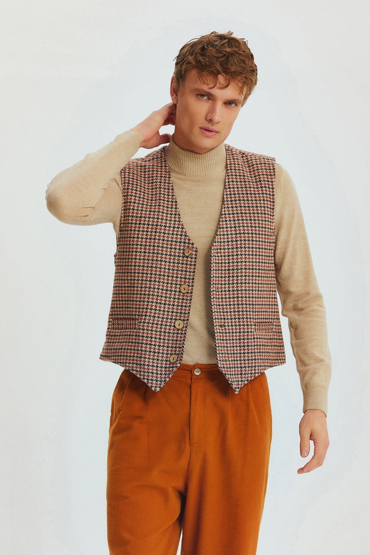 Bohemian Style Classic Cut Men's Vest Brown
