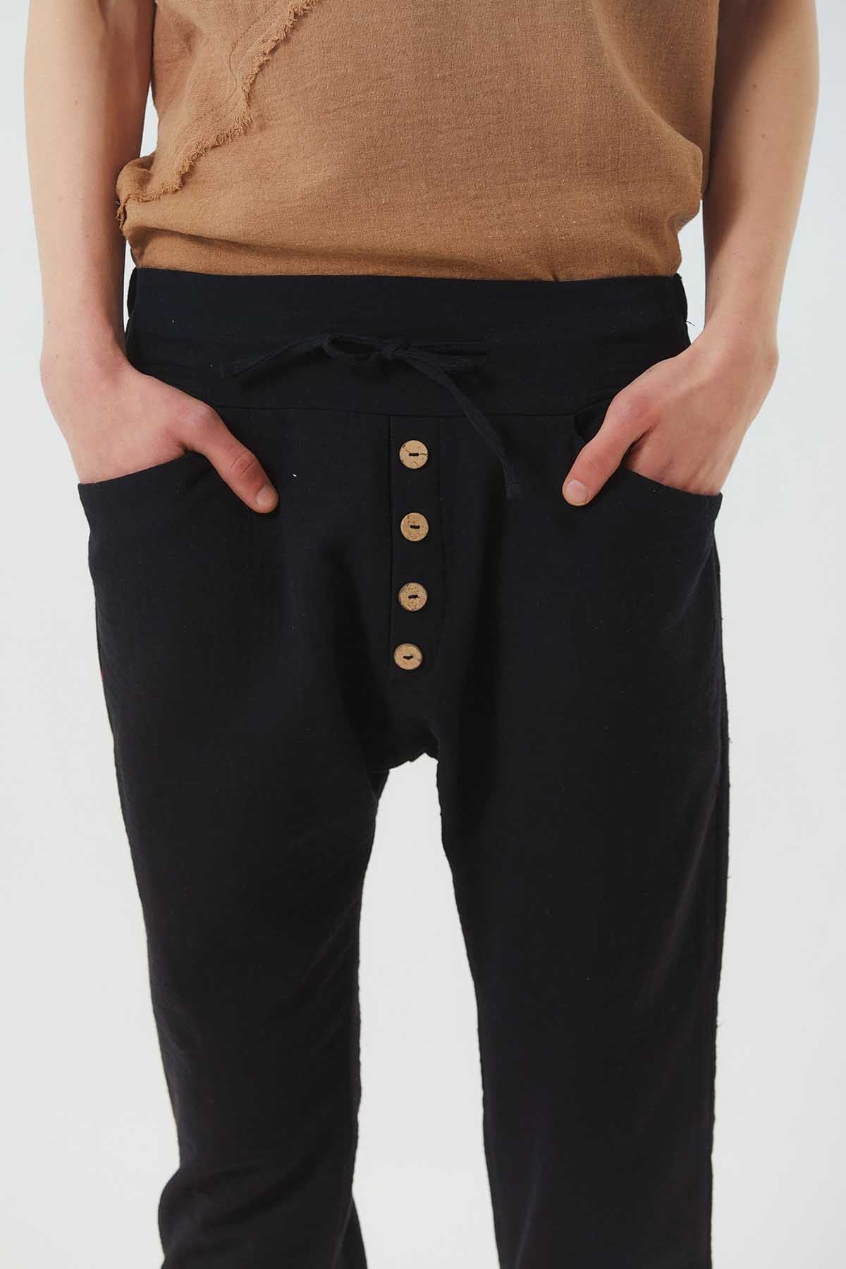 Comfy Men's Harem Capri Pants Black