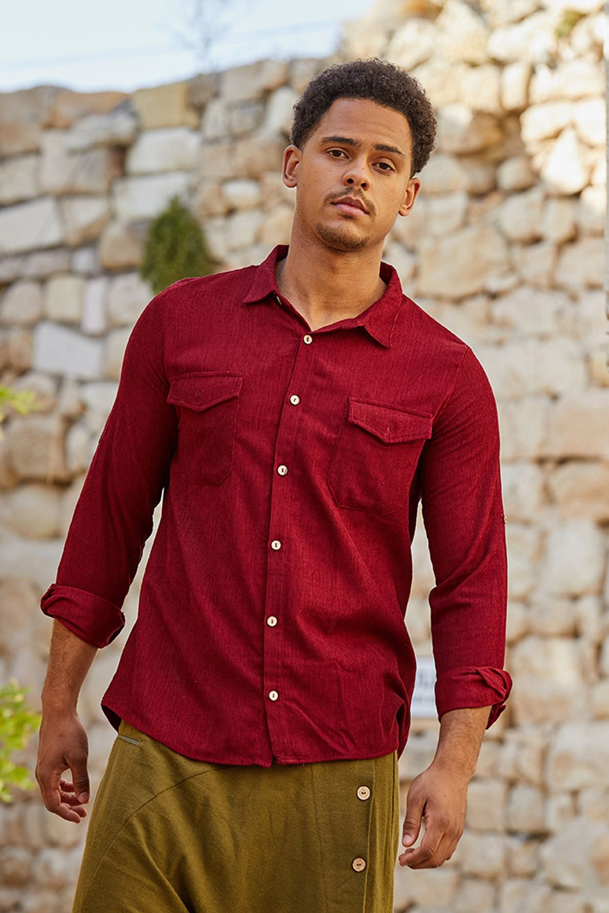 Men's Corduroy Shirt Red