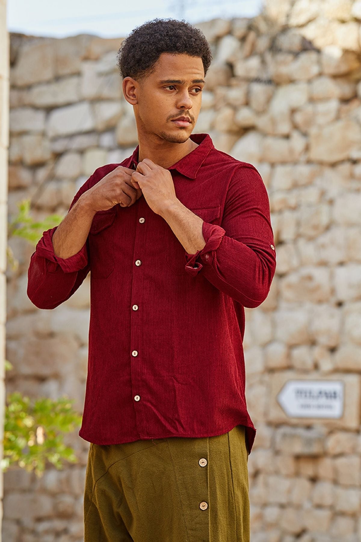 Men's Corduroy Shirt Red