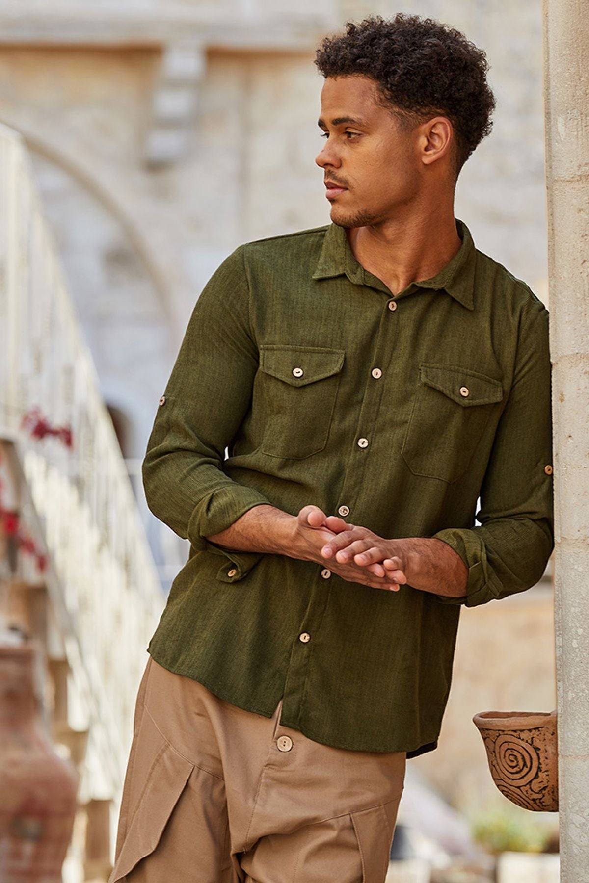 Men's Corduroy Shirt Khaki