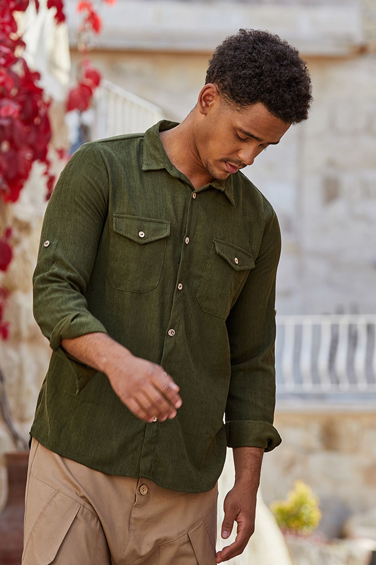 Men's Corduroy Shirt Khaki