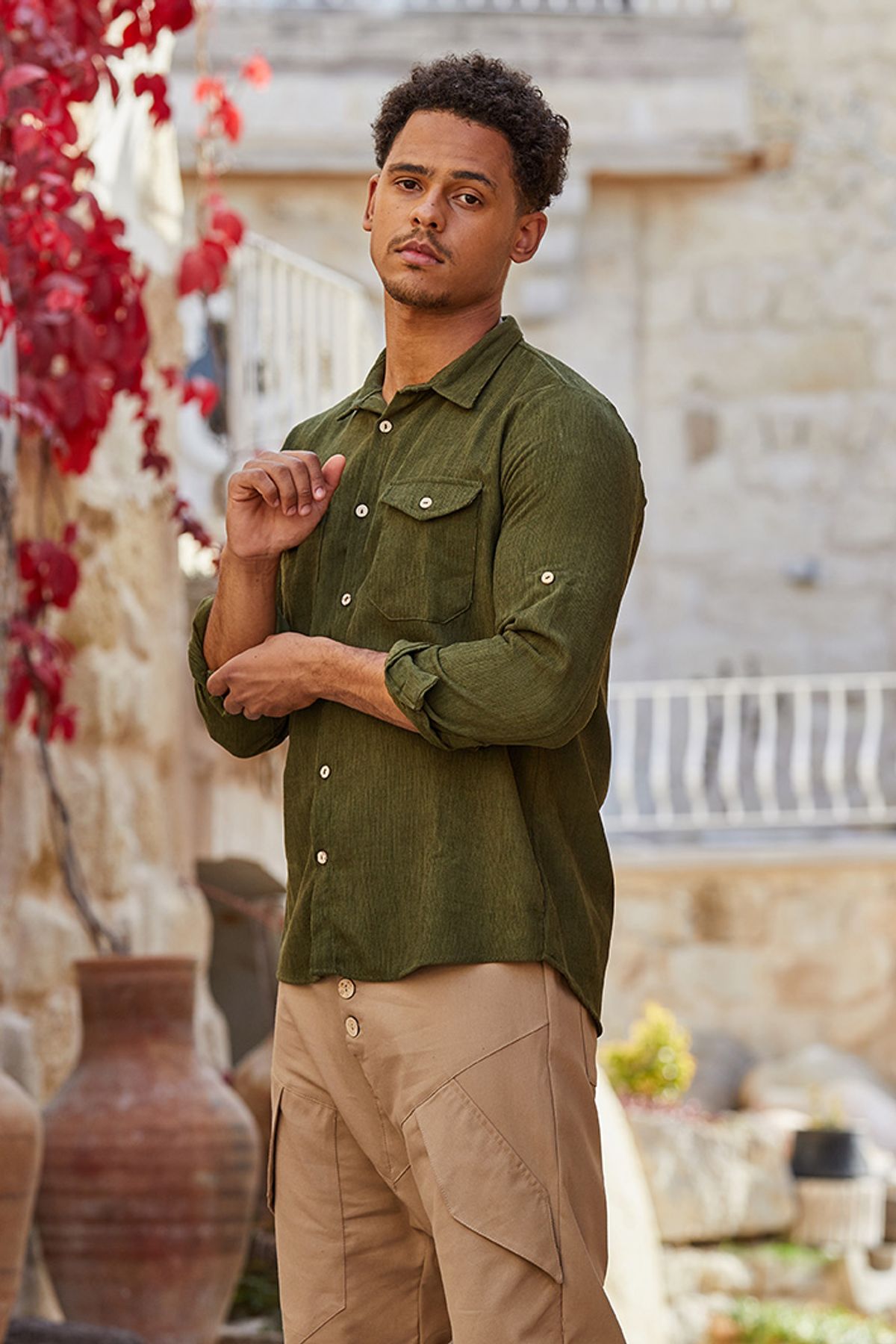 Men's Corduroy Shirt Khaki