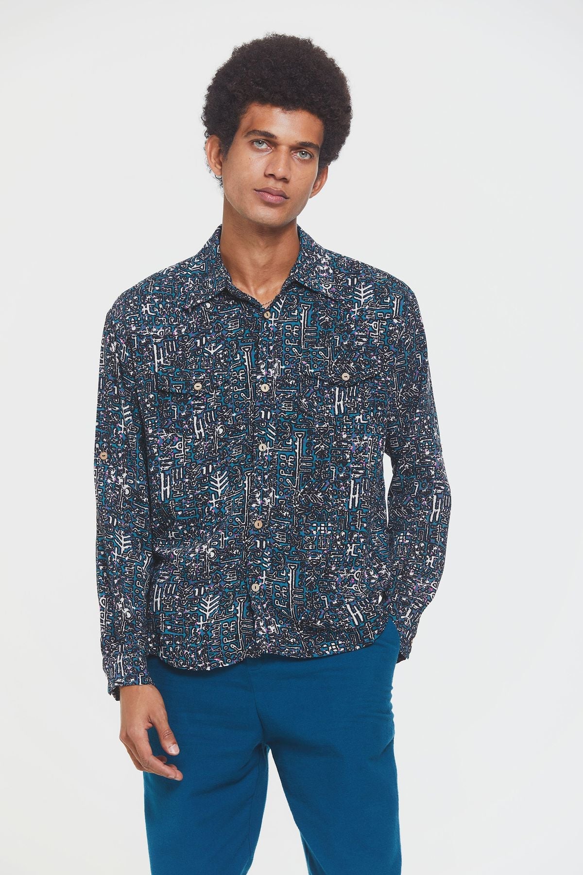 Bohemian Men's Shirt Turquoise