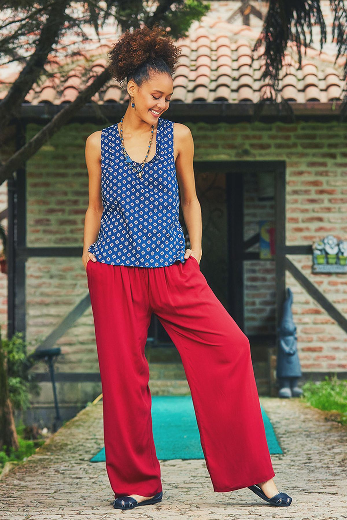 Loose Fit Pants Red