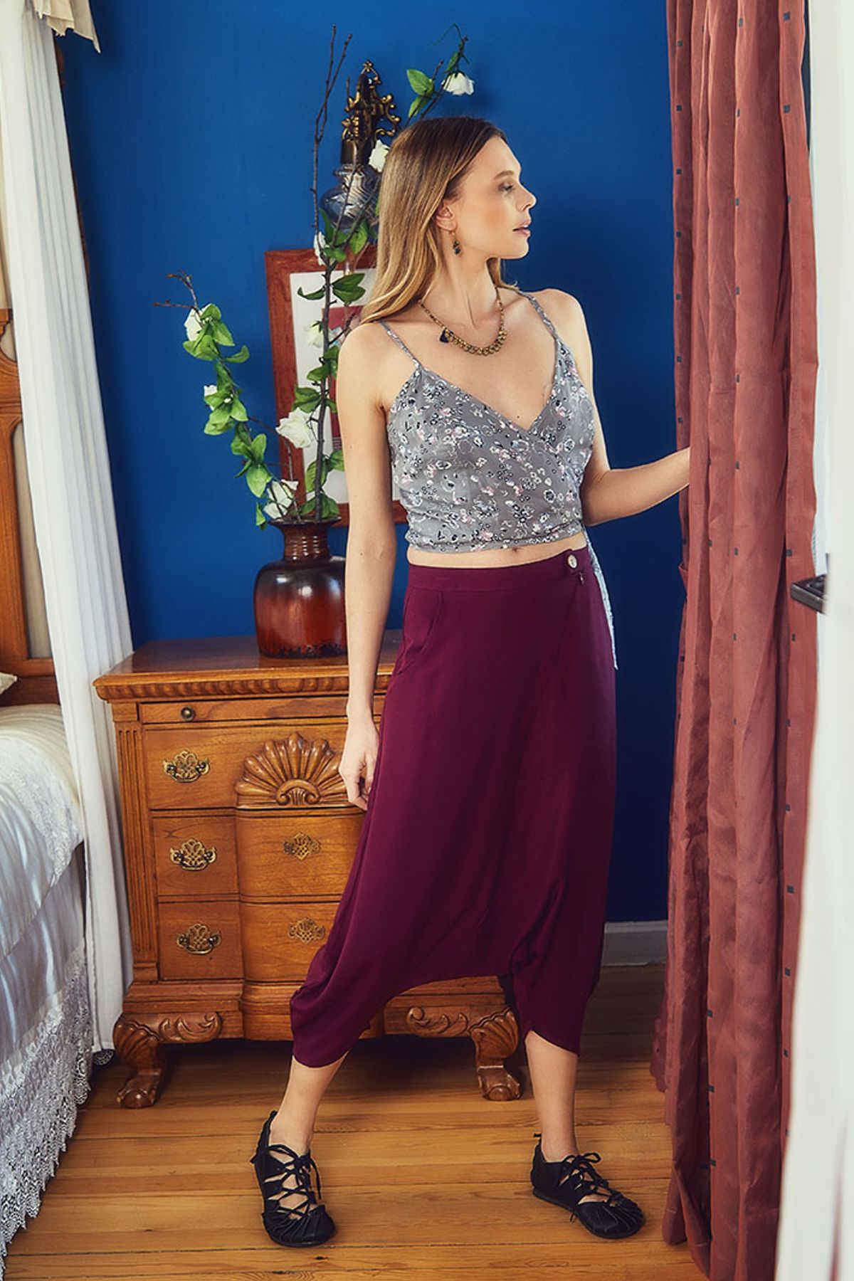 Short Harem Pants Purple