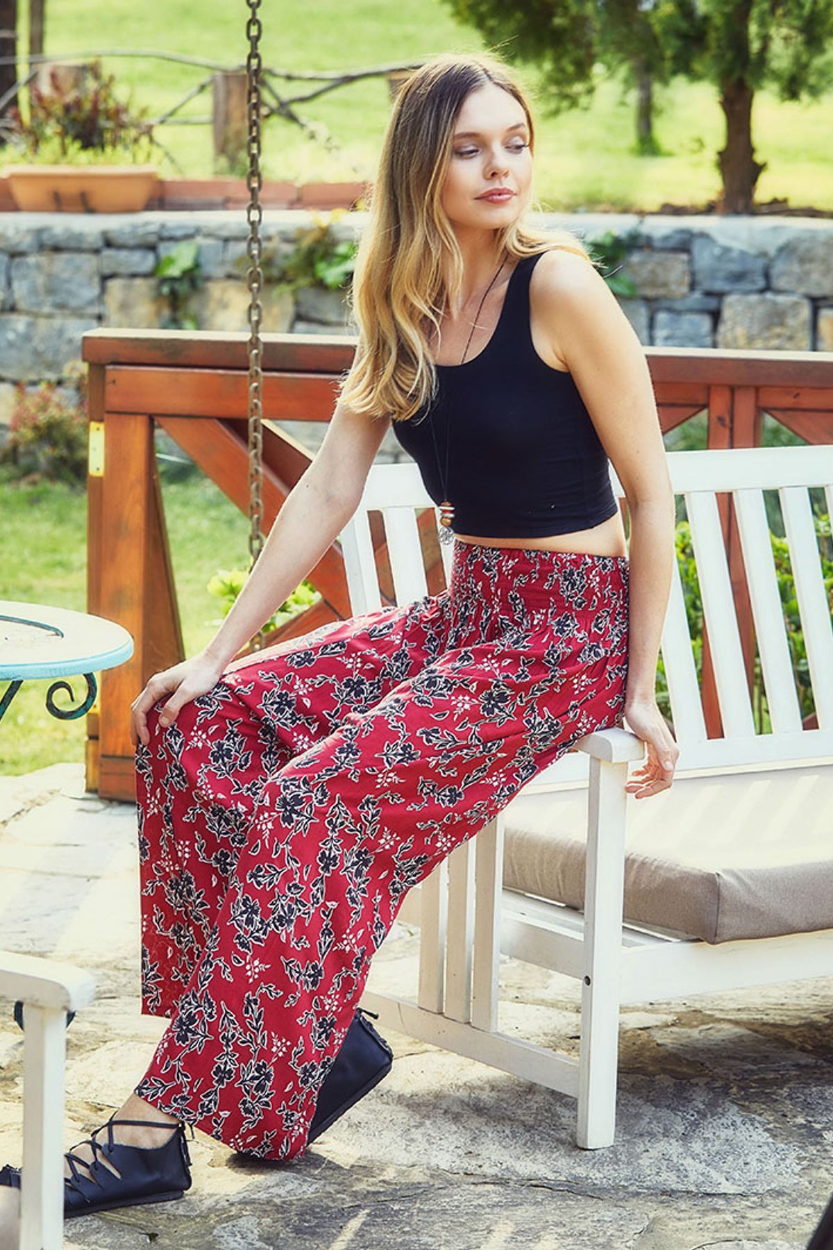 Printed Harem Pants Red