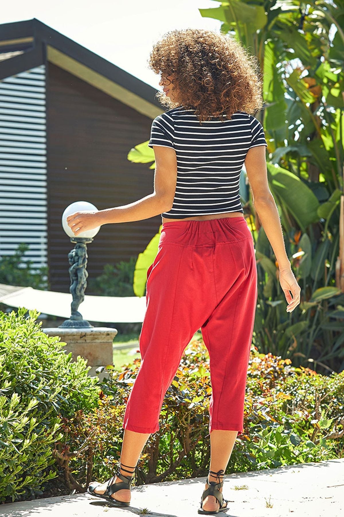 Three Quarter Hippie Pants for Women Red