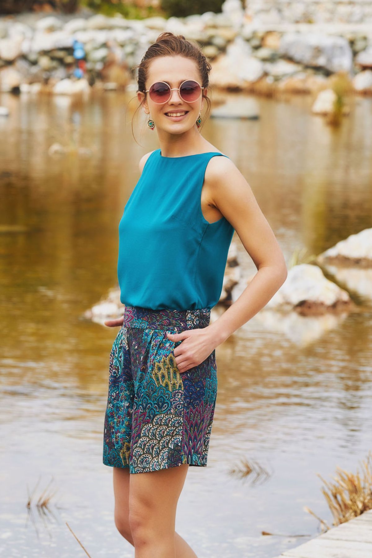 Women's Bohemian Summer Shorts Turquoise