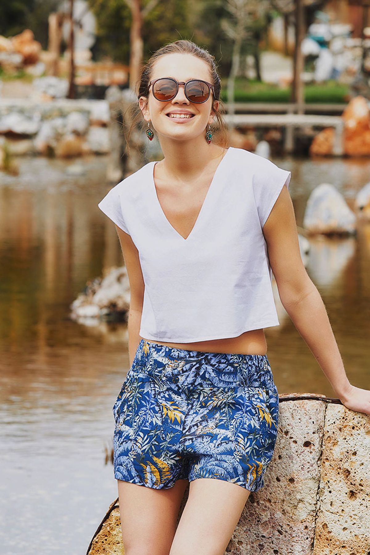 Boho Style Women's Summer Shorts Blue