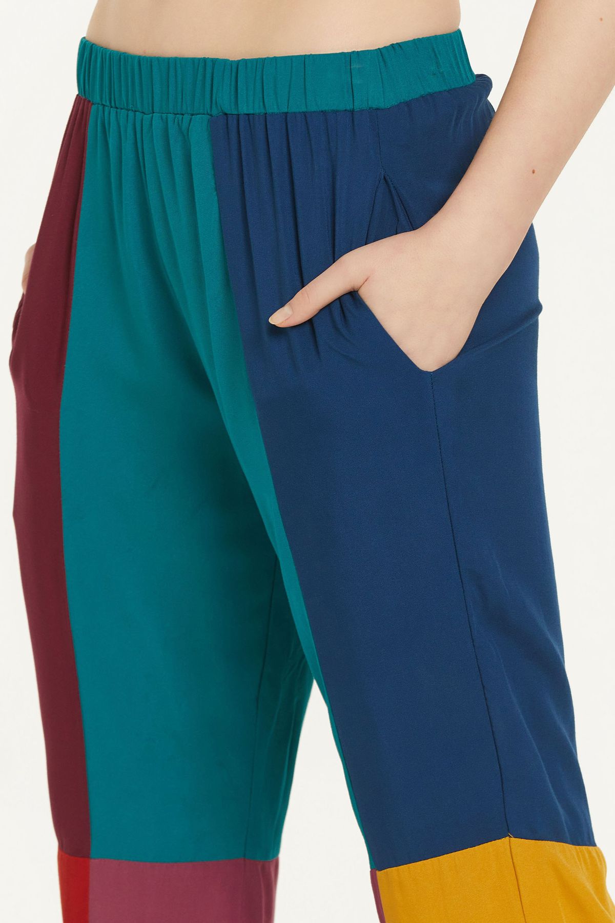 Women's Boho Patchwork Pants Turquoise