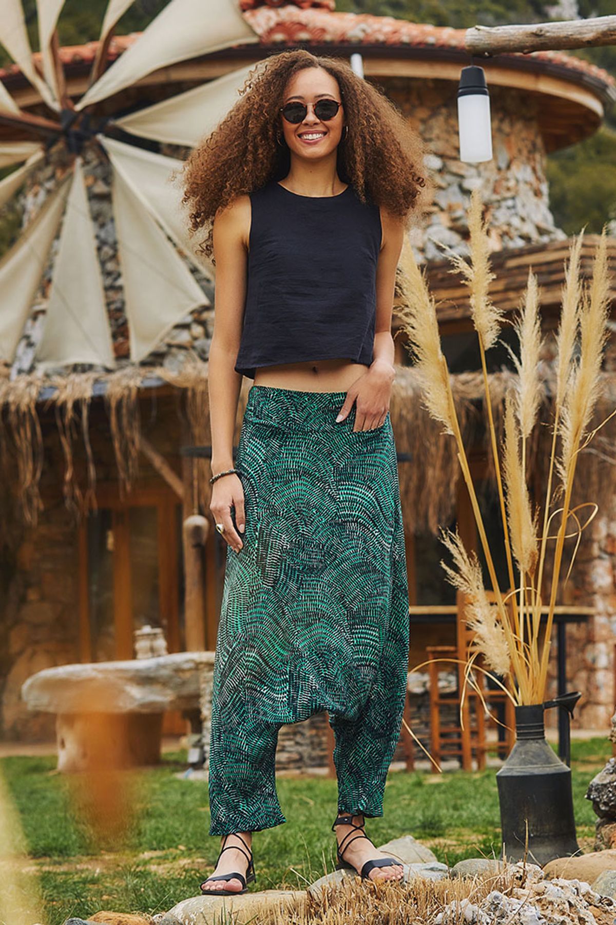 Women's Harem Pants with Pocket Green