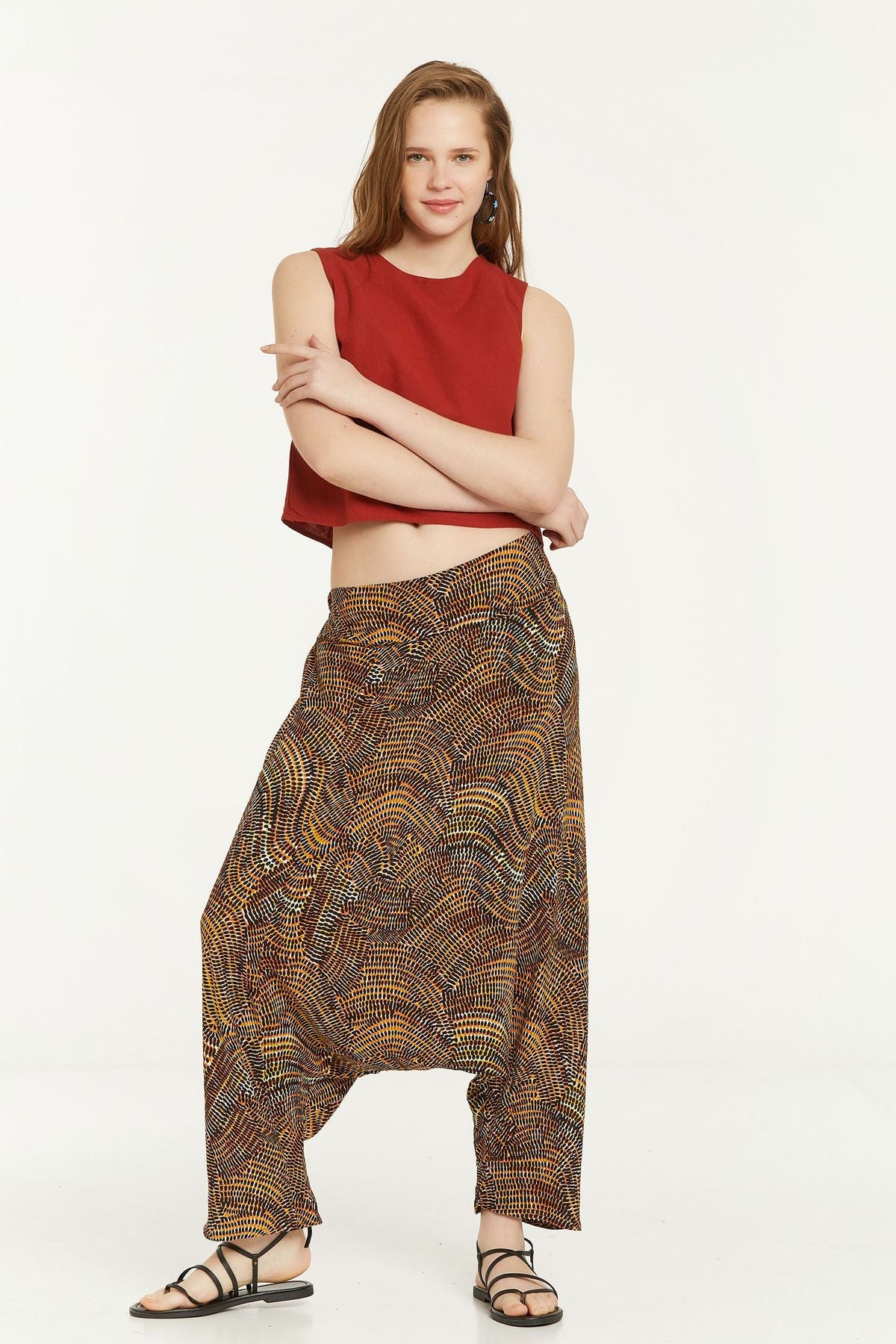 Women's Harem Pants with Pocket Yellow