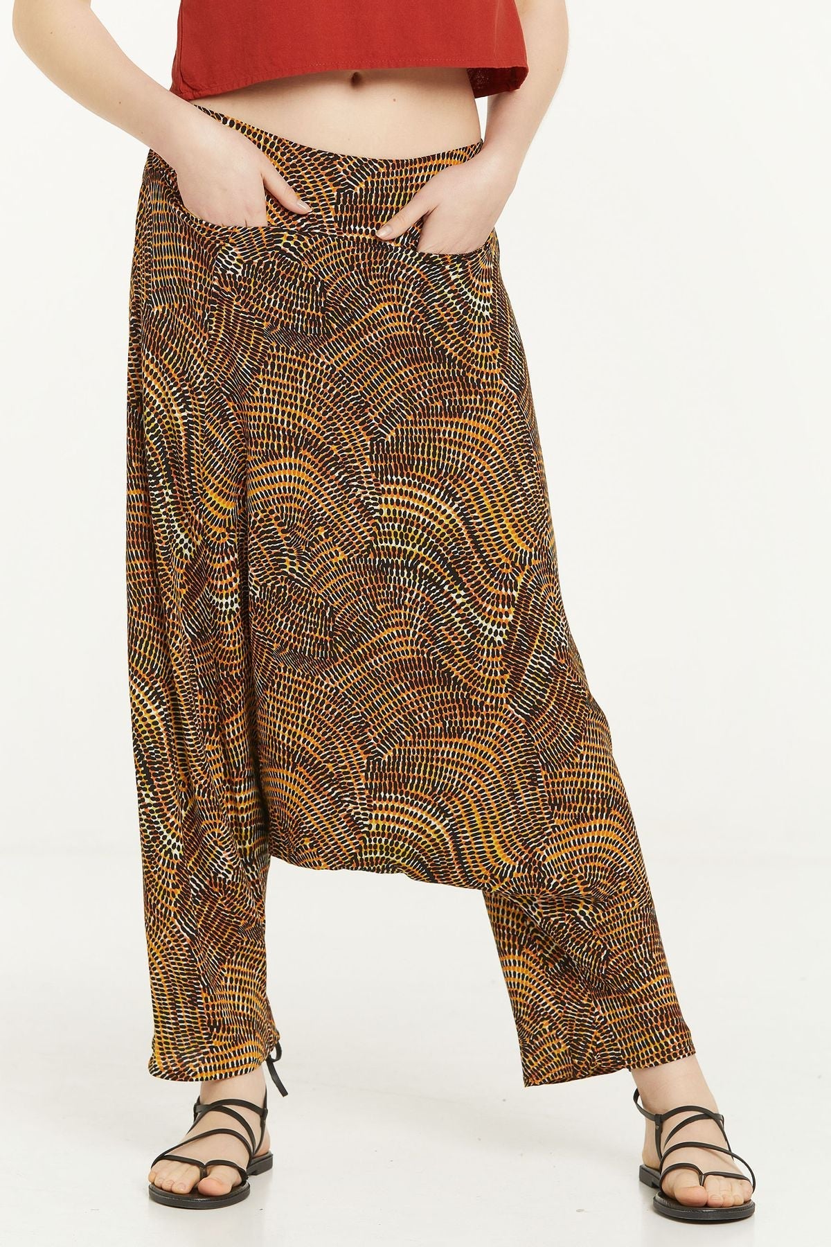 Women's Harem Pants with Pocket Yellow