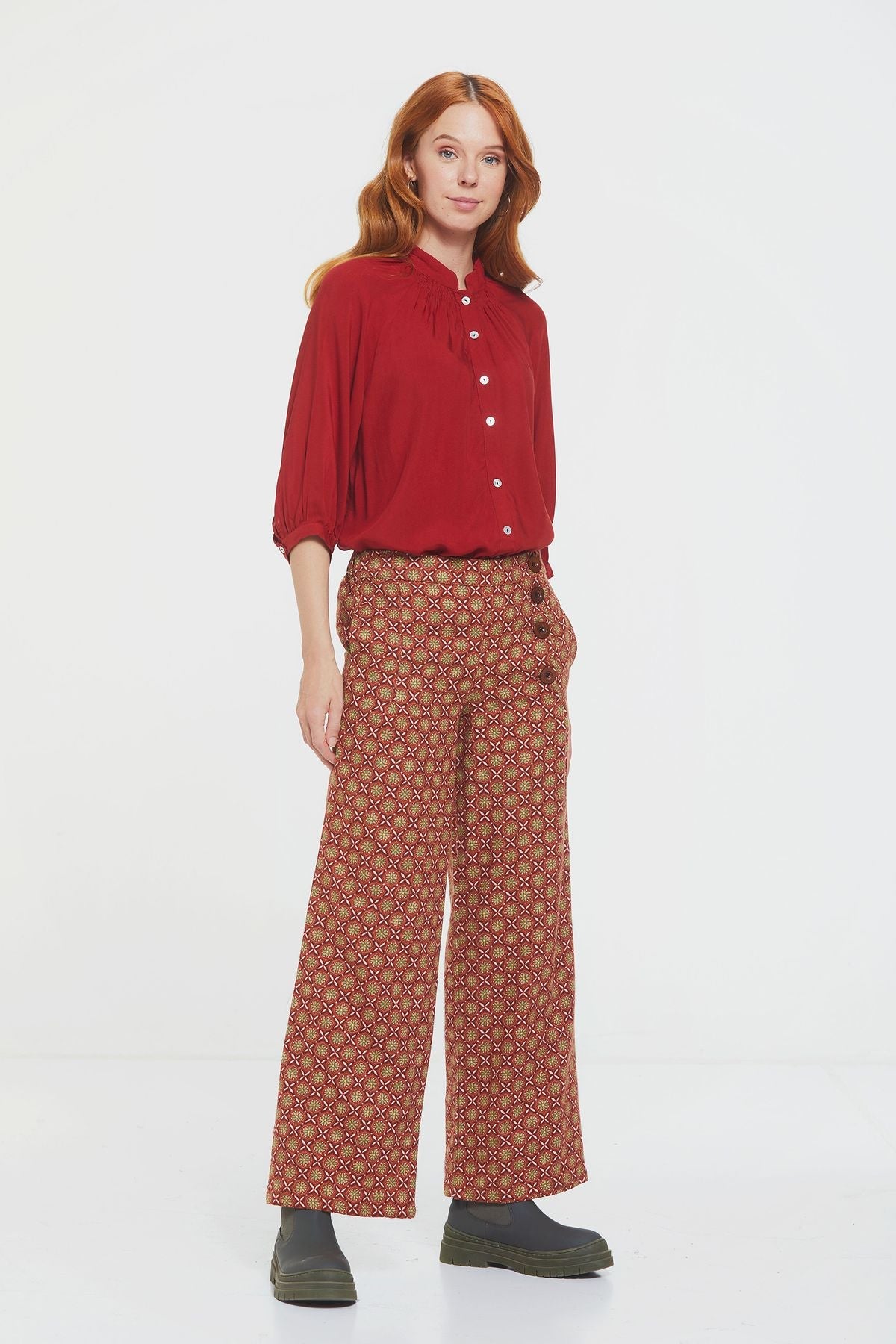 Women's Wide Leg Boho Pants Brown