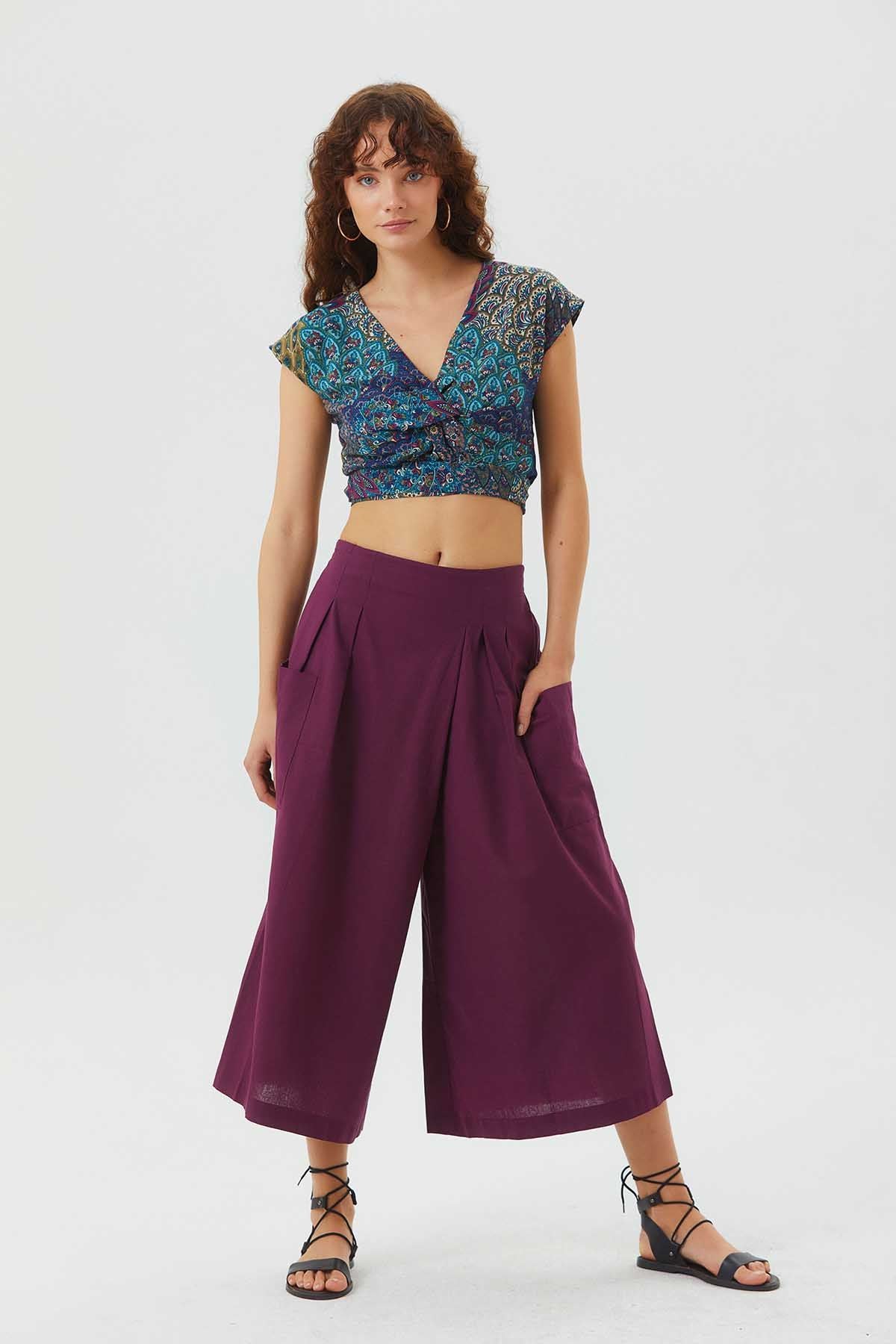 Three Quarter Skirt Pants Purple