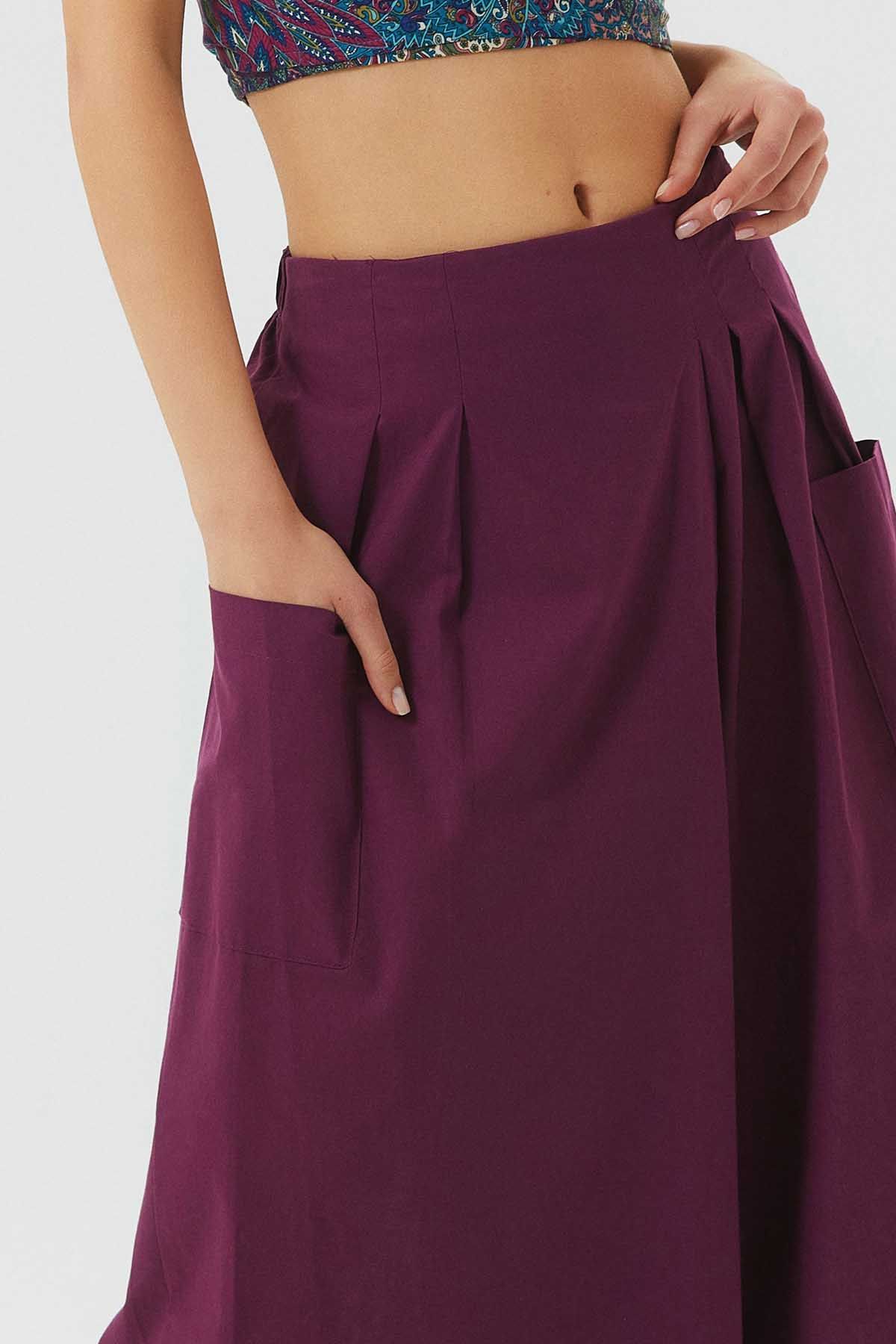 Three Quarter Skirt Pants Purple