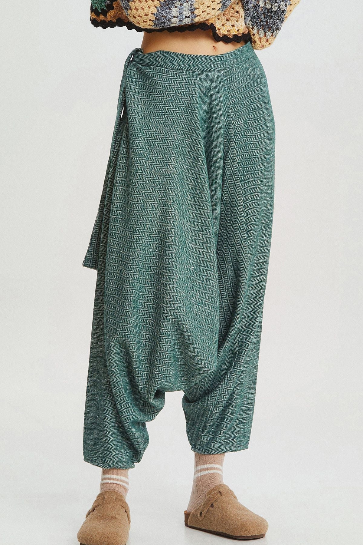 Winter Boho Harem Pants Turquoise