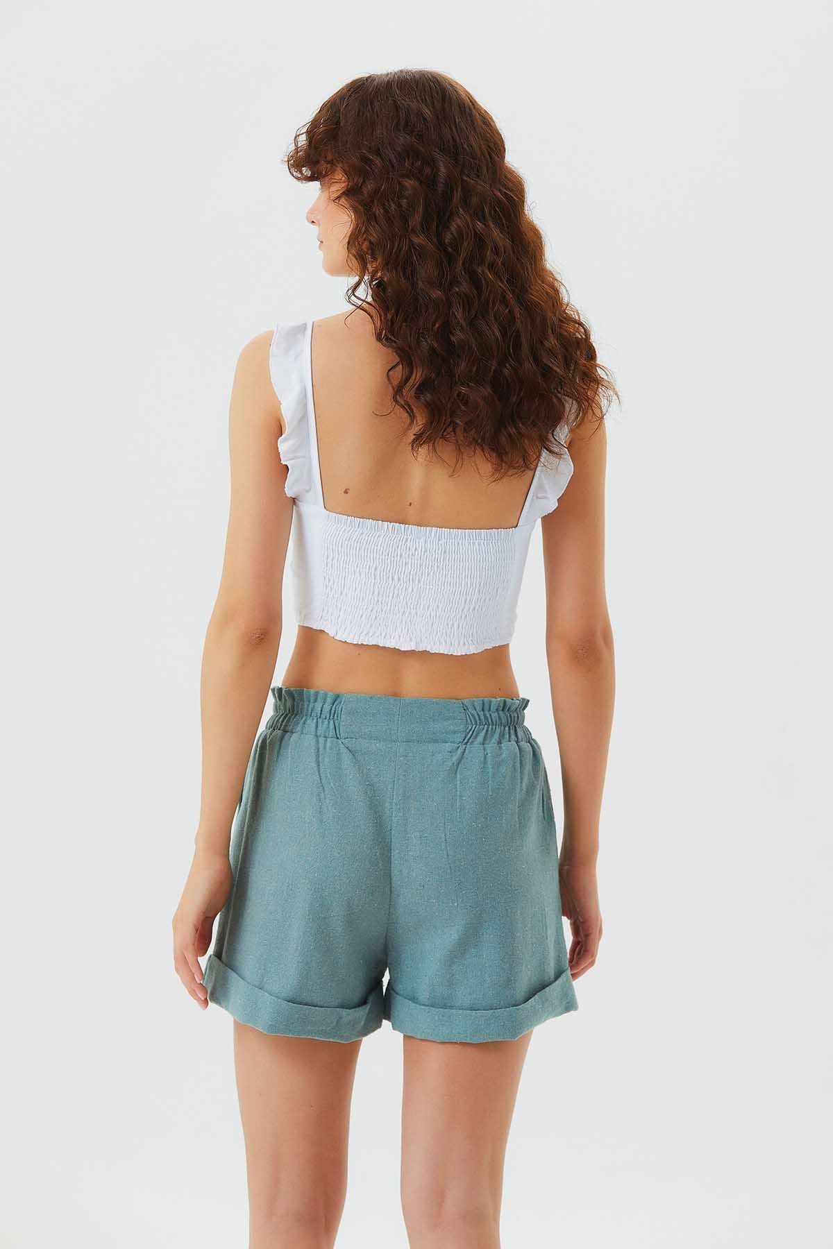 Elastic Side Cotton Women's Shorts Teal