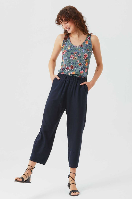 Wide Cut Single Shade Boho Women's Pants Dark Blue