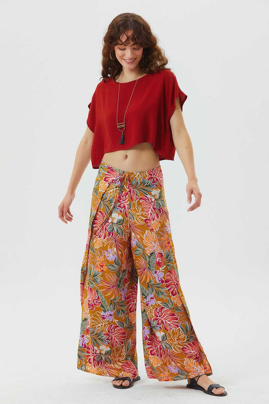 Women's Summer Tie Pants Mustard