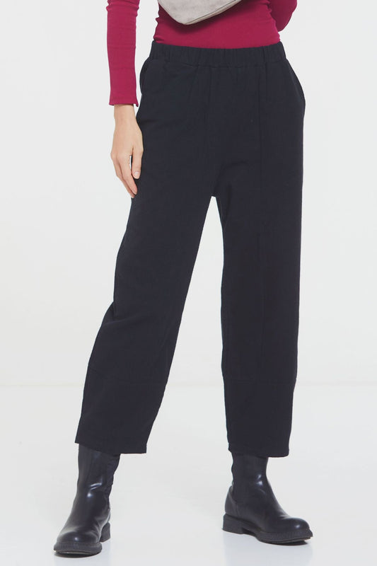 Loose Fit Women's Boho Pants with Elastic Waist Black