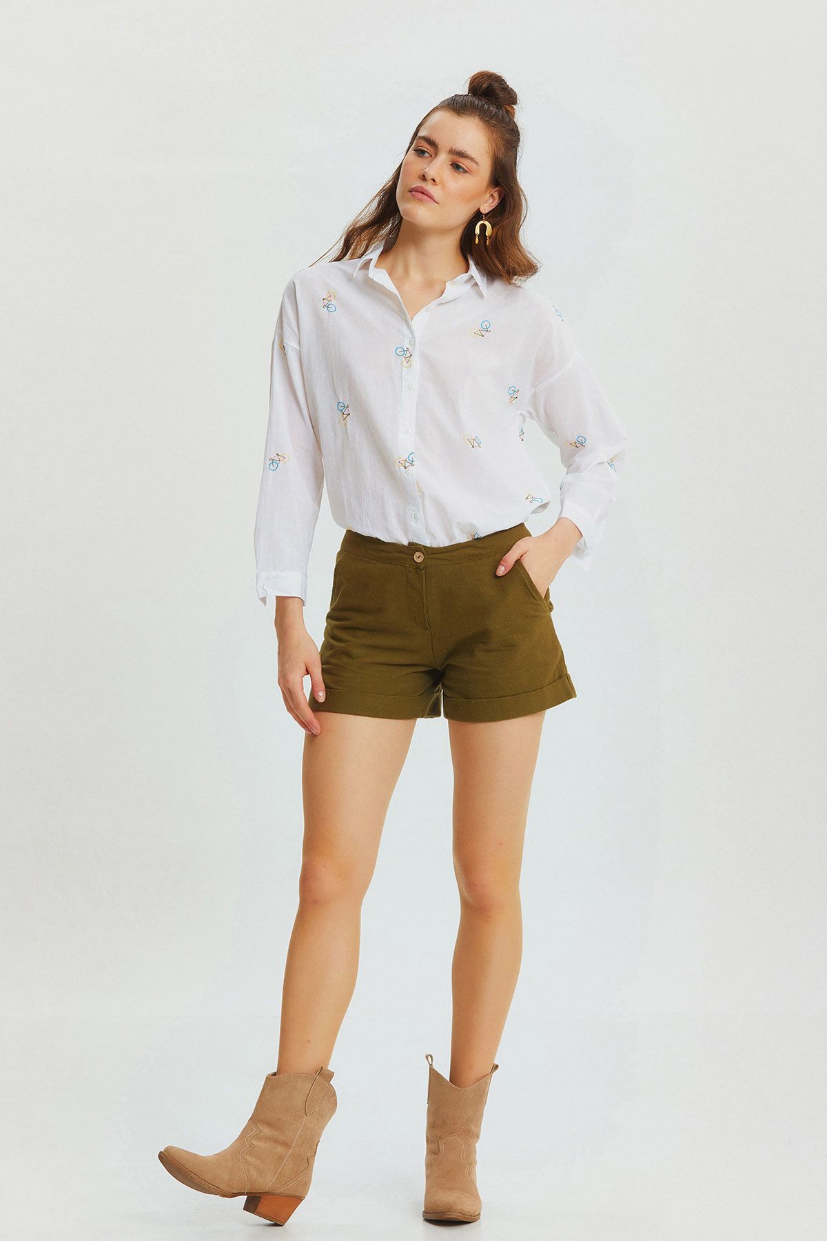 Bohemian Style Winter Cotton Shorts Khaki